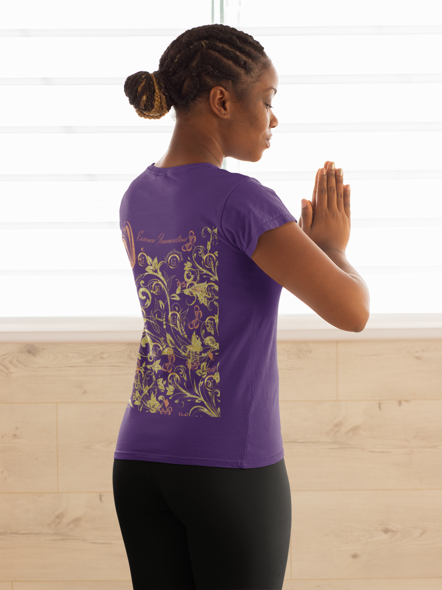 Floral Butterfly T-Shirt in Purple | Boho Nature-Inspired Tee for Women | Elegant Botanical Shirt | EssenceInnoCreate