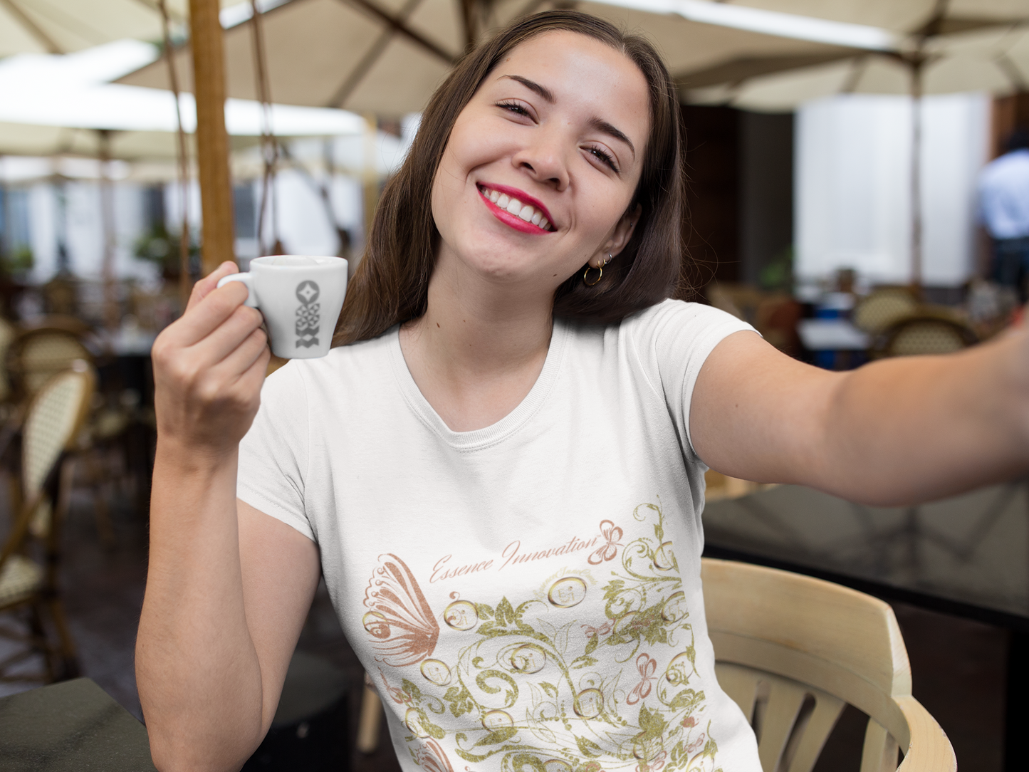 Floral Butterfly T-Shirt in White | Nature-Inspired Botanical Tee | Elegant Boho Shirt for Women | EssenceInnoCreate