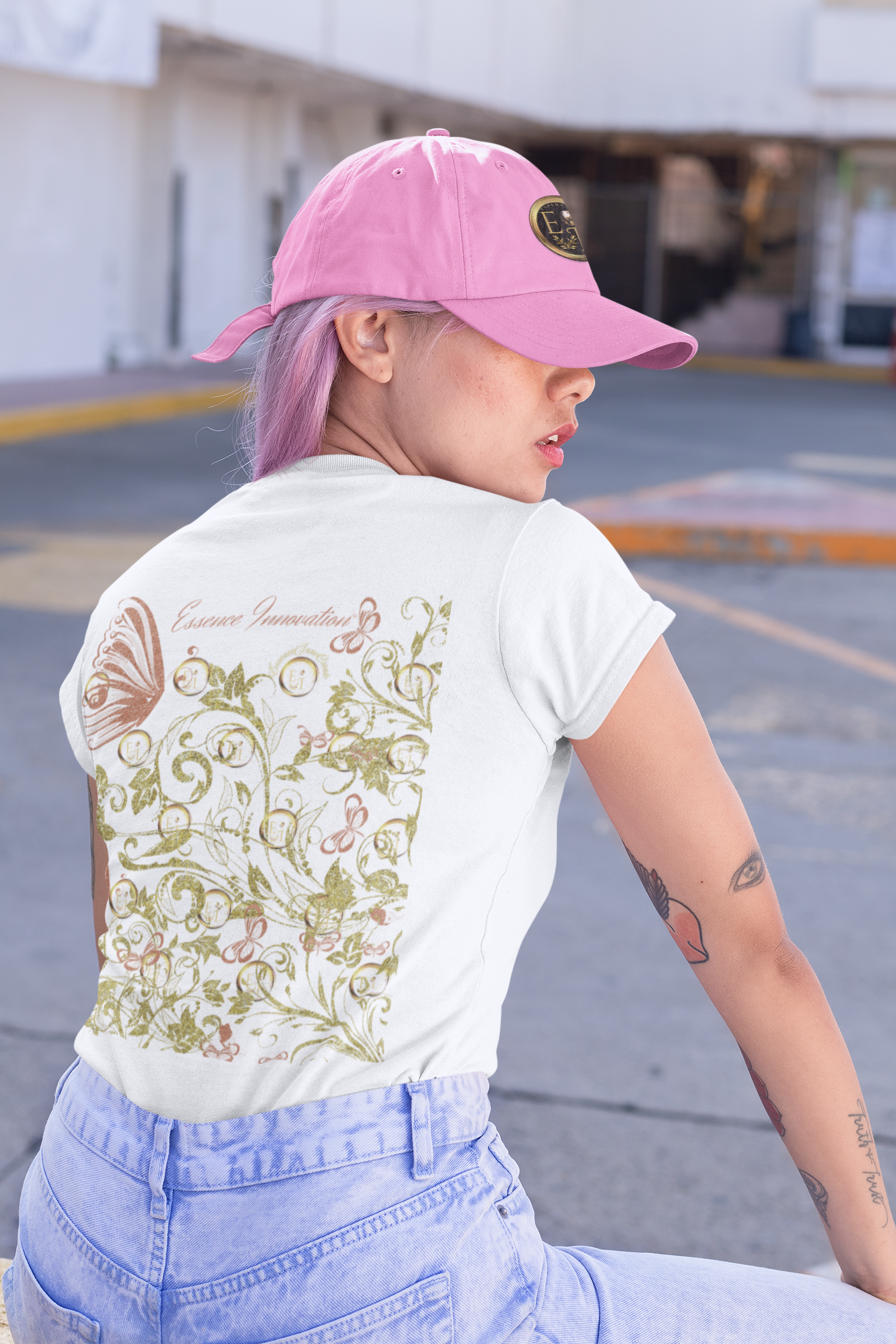 Floral Butterfly T-Shirt in White | Nature-Inspired Botanical Tee | Elegant Boho Shirt for Women | EssenceInnoCreate