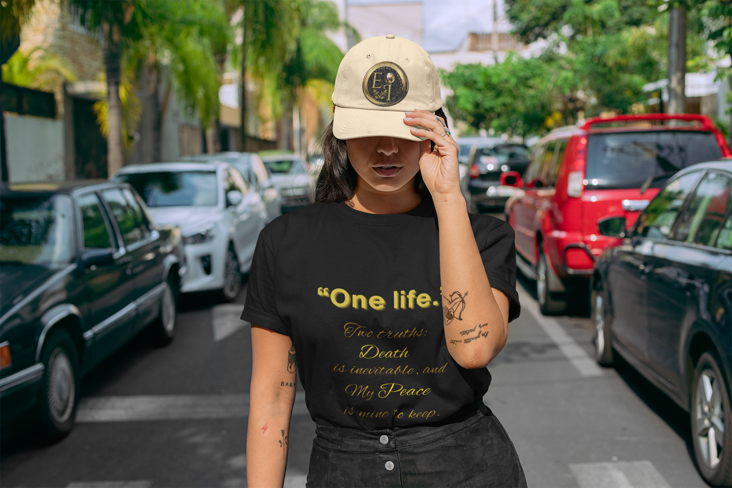 One Life Tee in Black – Empowering Minimalist Streetwear