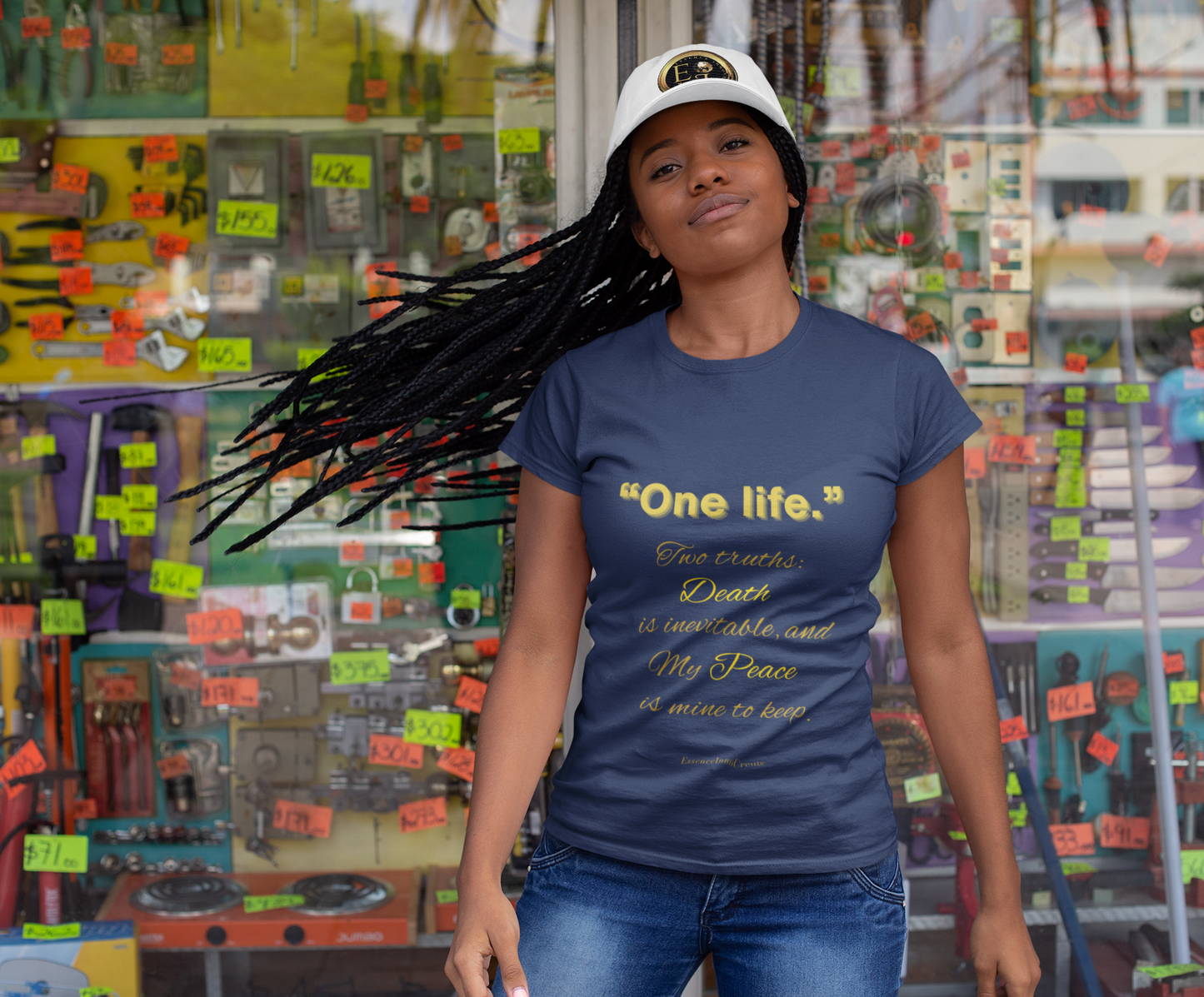 One Life Tee in Navy – Timeless Motivational Tee | EI Fashion