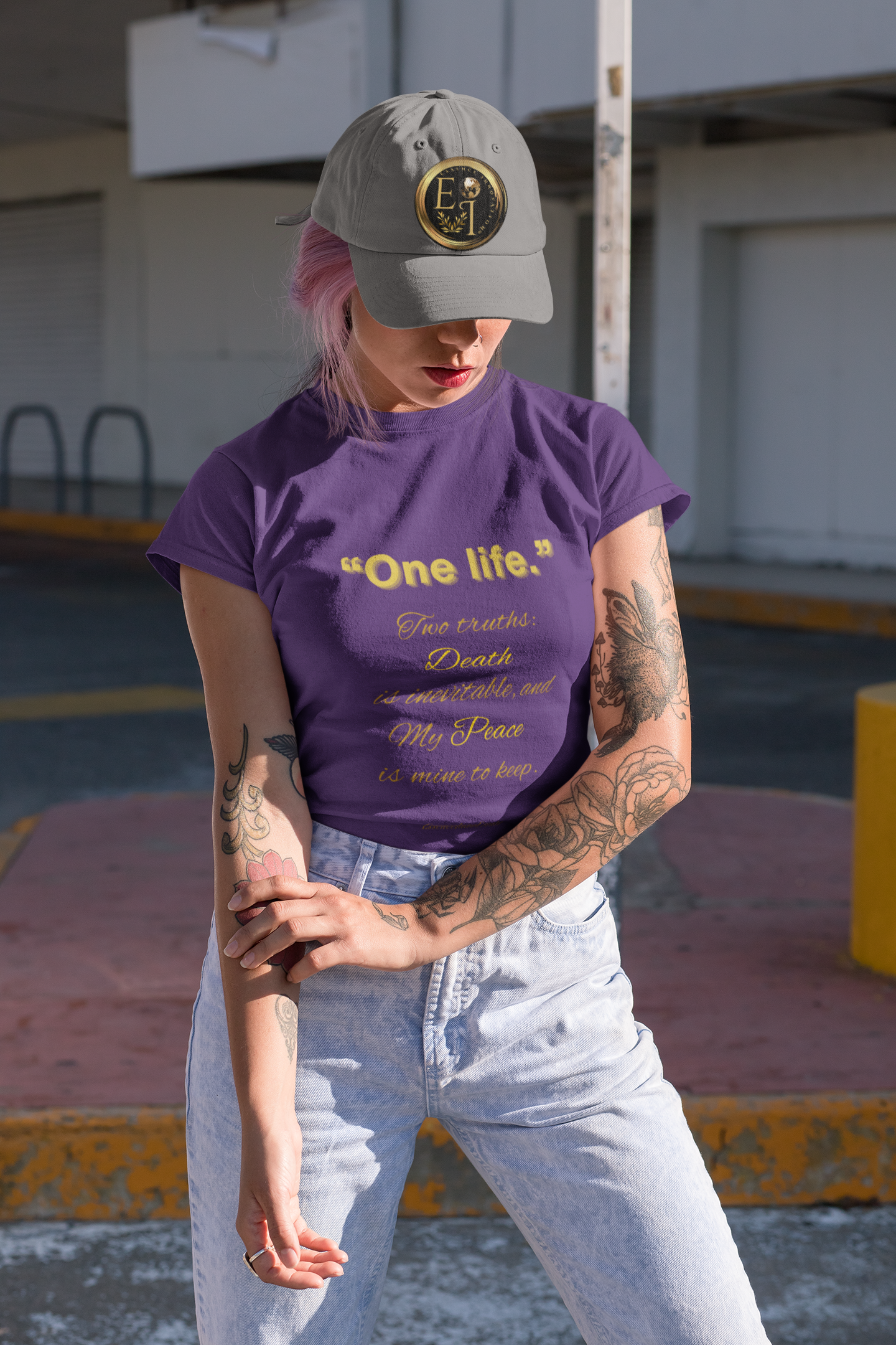 One Life Tee in Purple – Regal Motivational Tee | EI Fashion