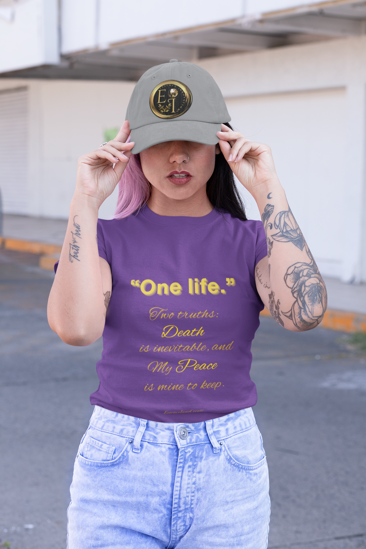 One Life Tee in Purple – Regal Motivational Tee | EI Fashion