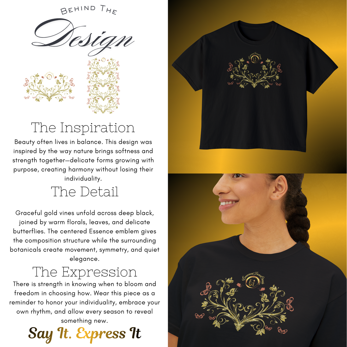 Botanical Crest Crop Tee – Floral Graphic Crop Top