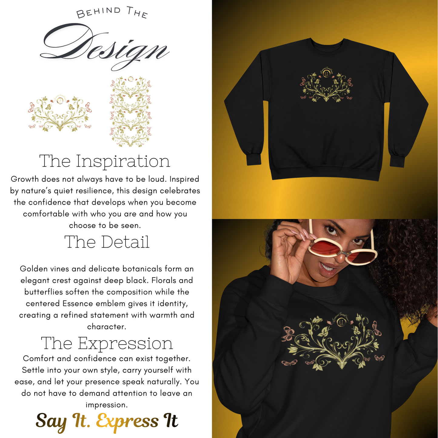 Botanical Crest Crewneck Sweatshirt – Floral Pullover