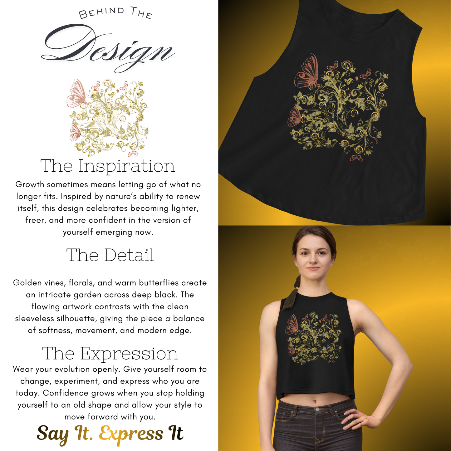 Botanical Signature Racerback Tank – Floral Butterfly Active Top