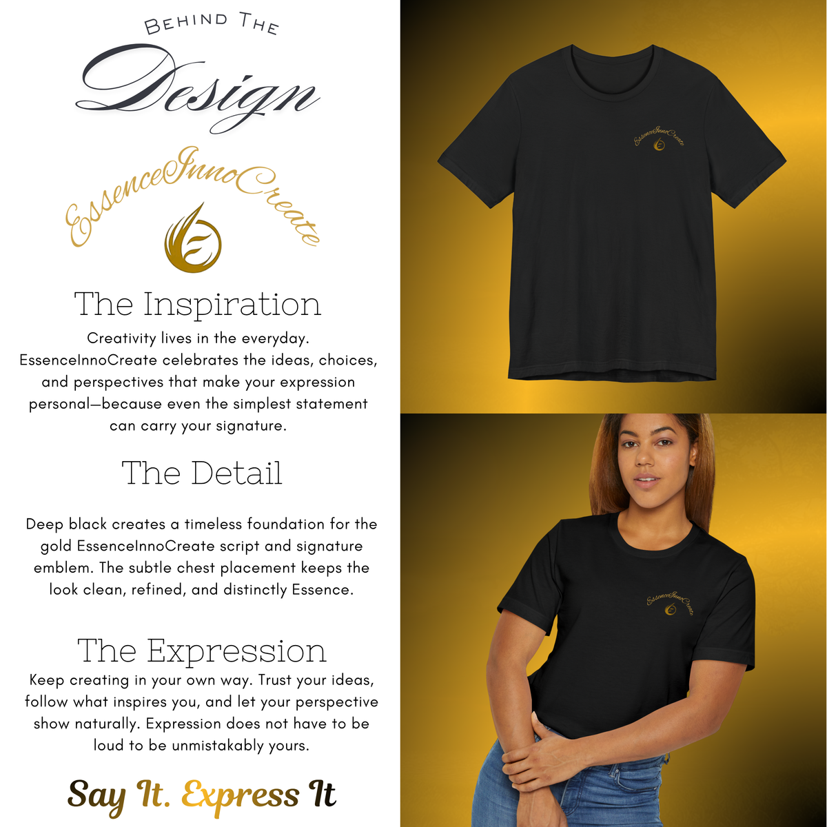Core Signature Logo T-Shirt – Gold Emblem Tee