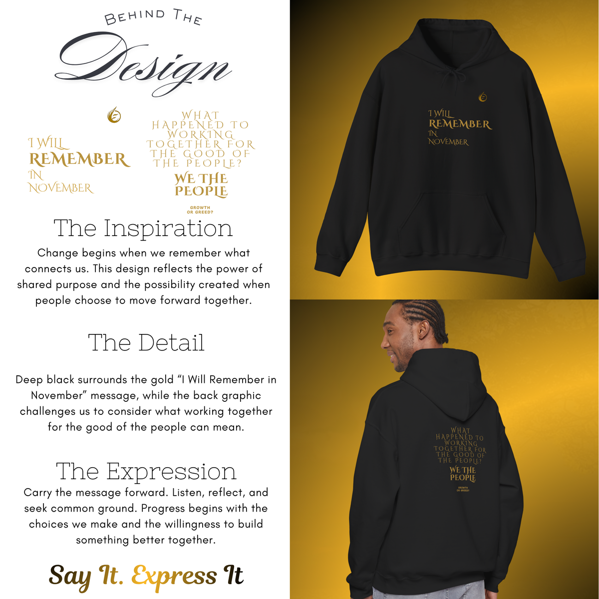 Quiet Resolve Statement Hoodie – Reflective Graphic Pullover