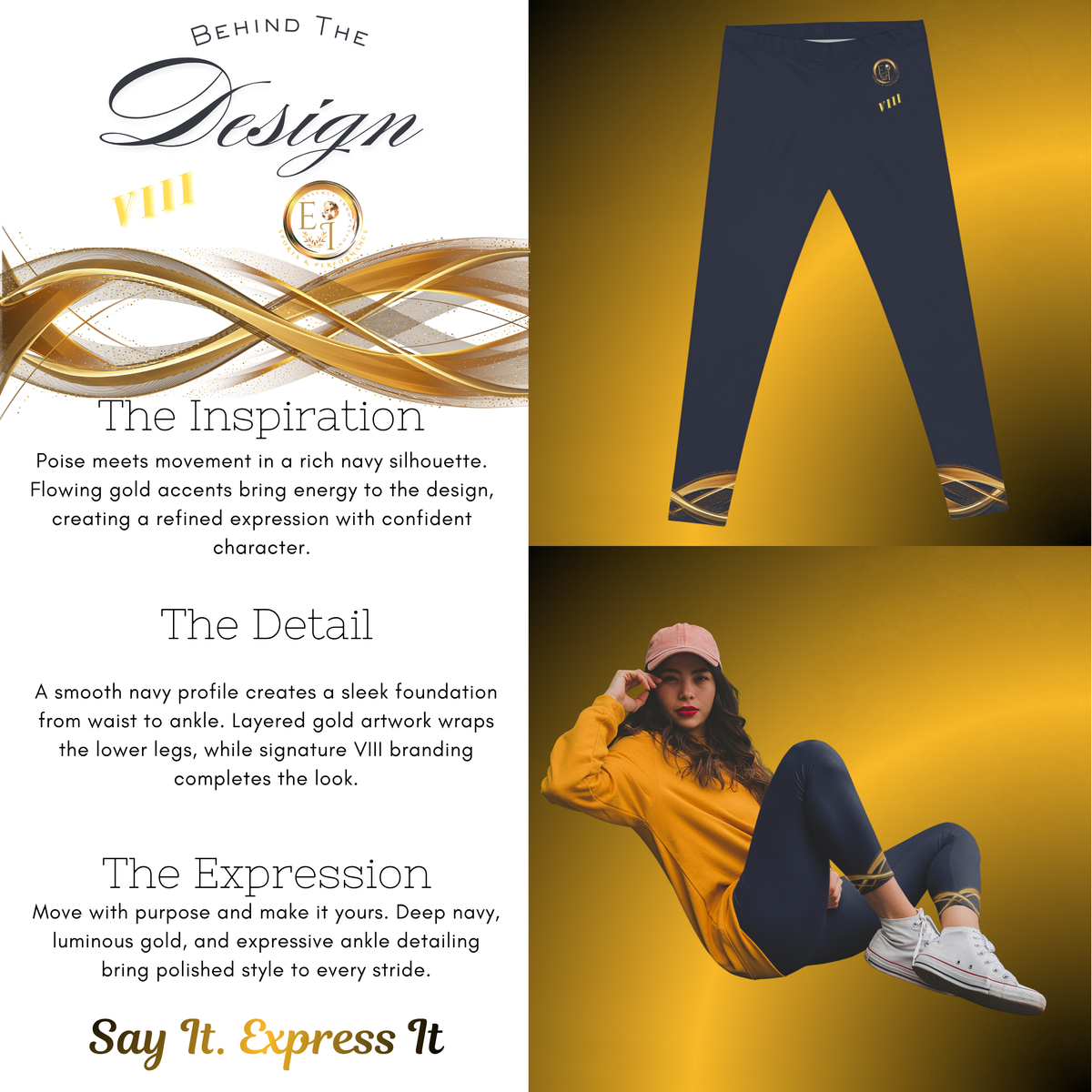 Navy Casual Leggings for Women | Silky Stretch Mid Rise Leggings | Seek More Premium VIII