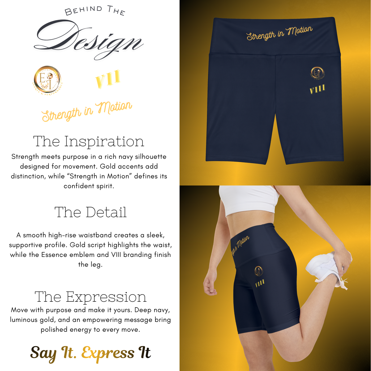 Strength In Motion VIII Navy Compression Biker Shorts