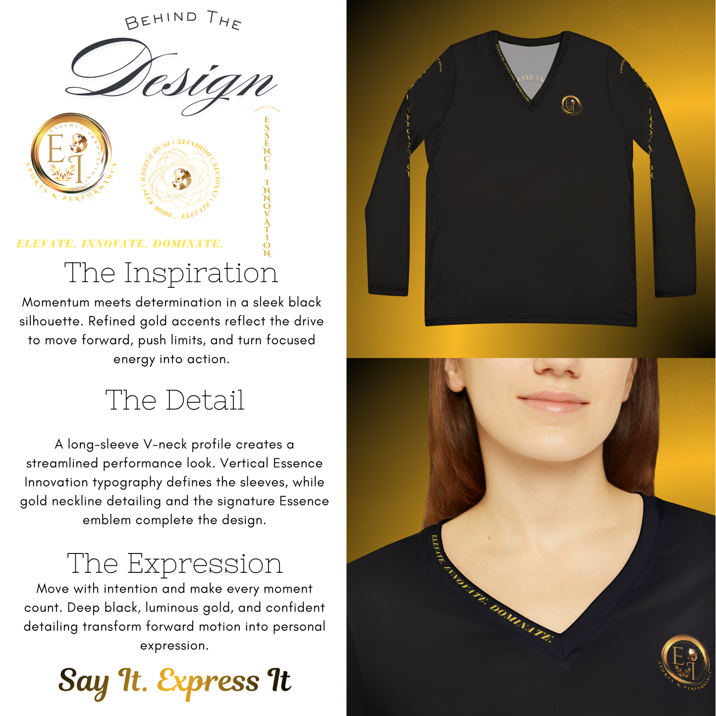 Momentum Performance V-Neck Black VII
