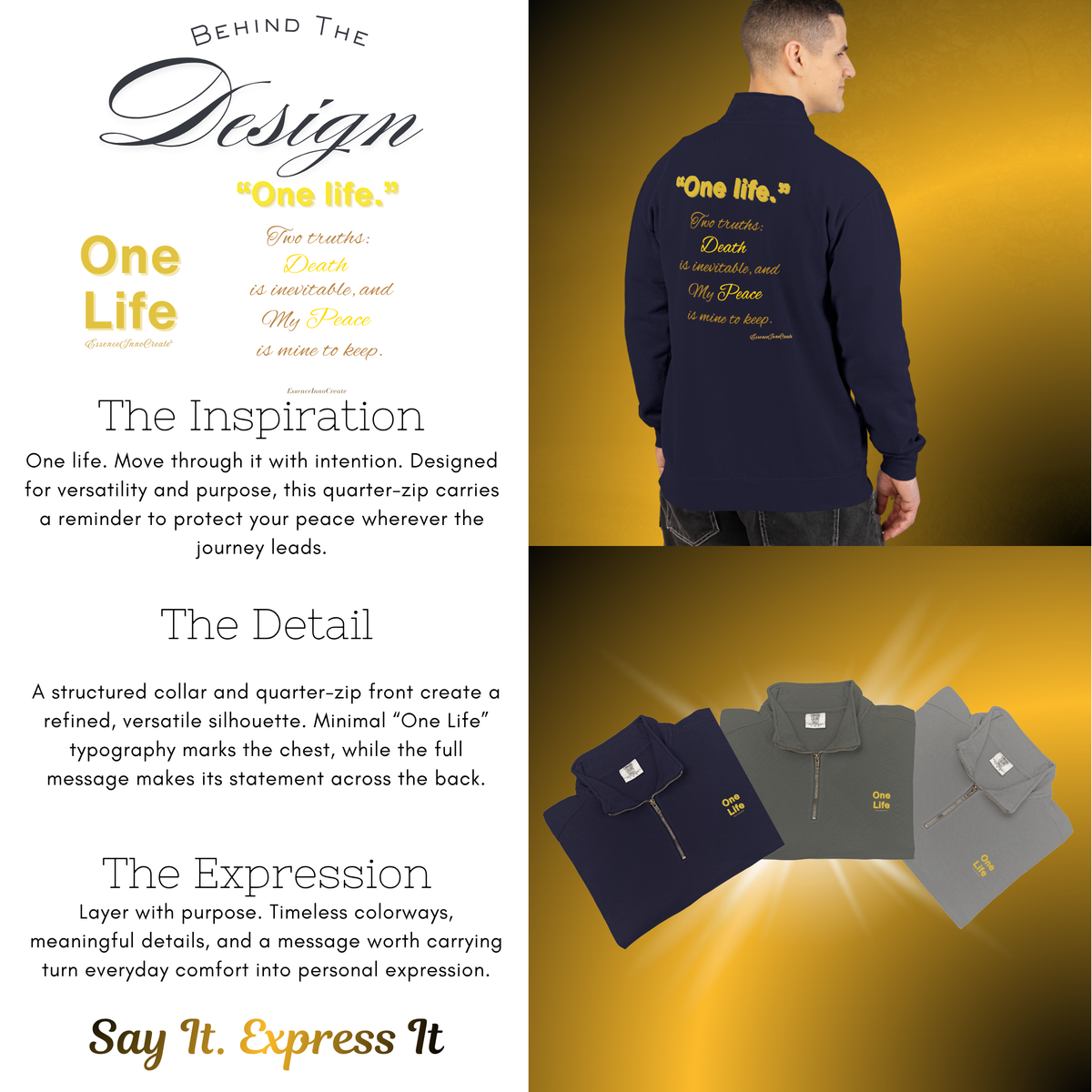One Life Quarter-Zip Sweatshirt – Heavyweight Minimal Pullover