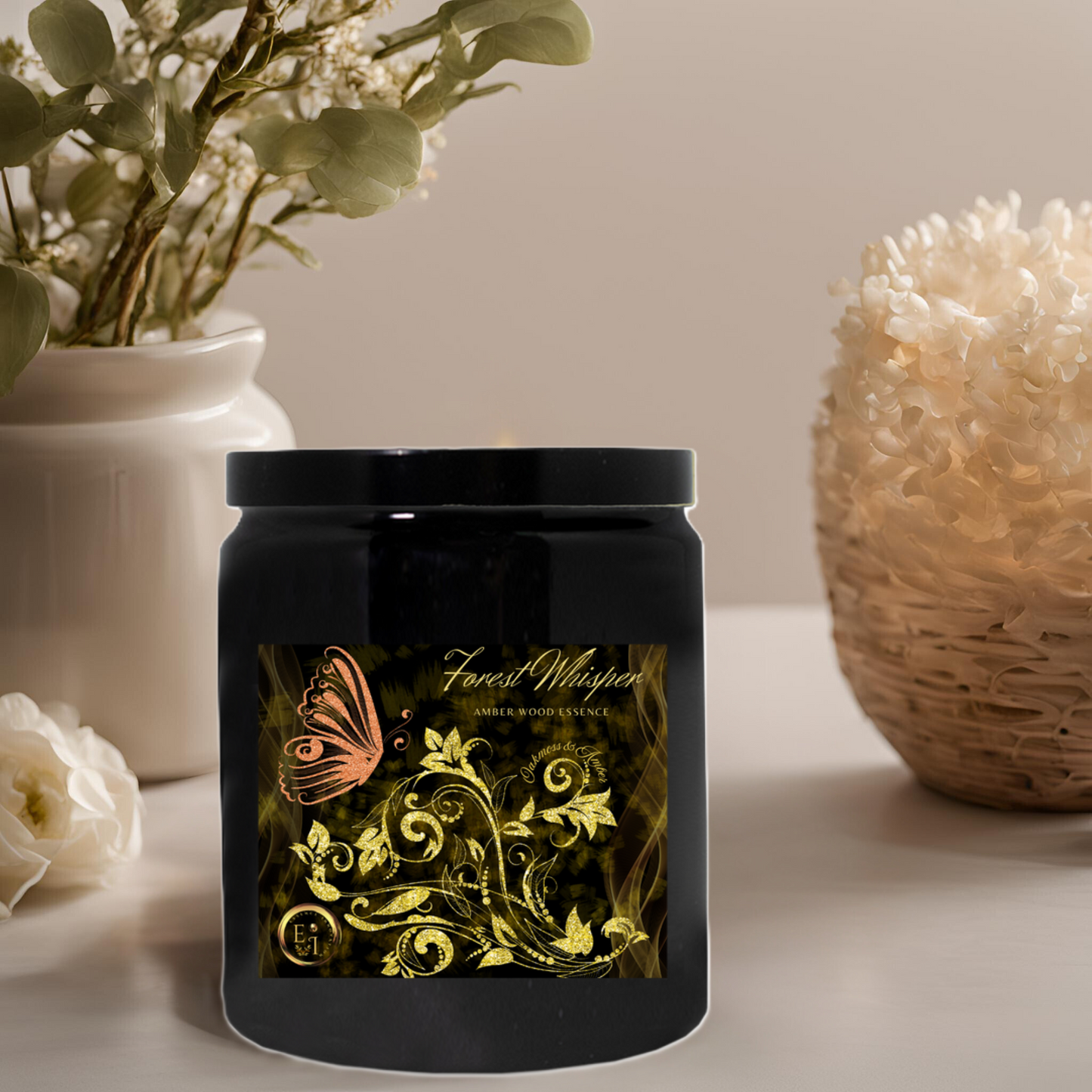 Forest Whisper Amber Wood Essence | Oakmoss + Amber | Ceramic Candle