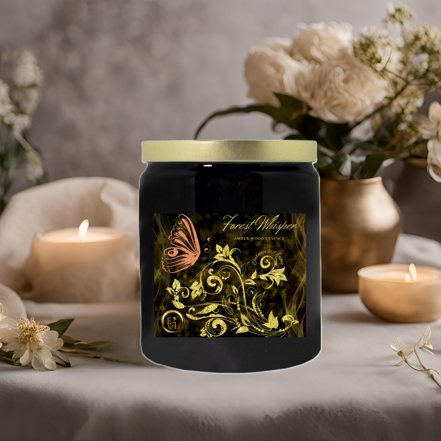 Forest Whisper Amber Wood Essence | Oakmoss + Amber | Ceramic Candle