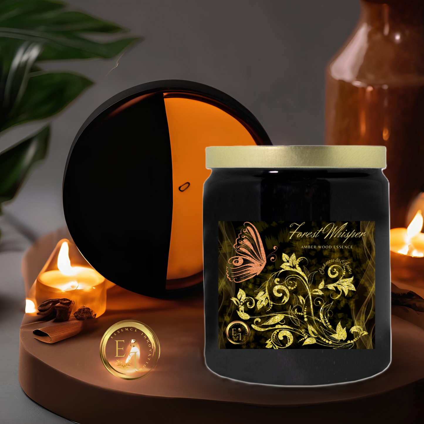 Forest Whisper Amber Wood Essence | Oakmoss + Amber | Ceramic Candle