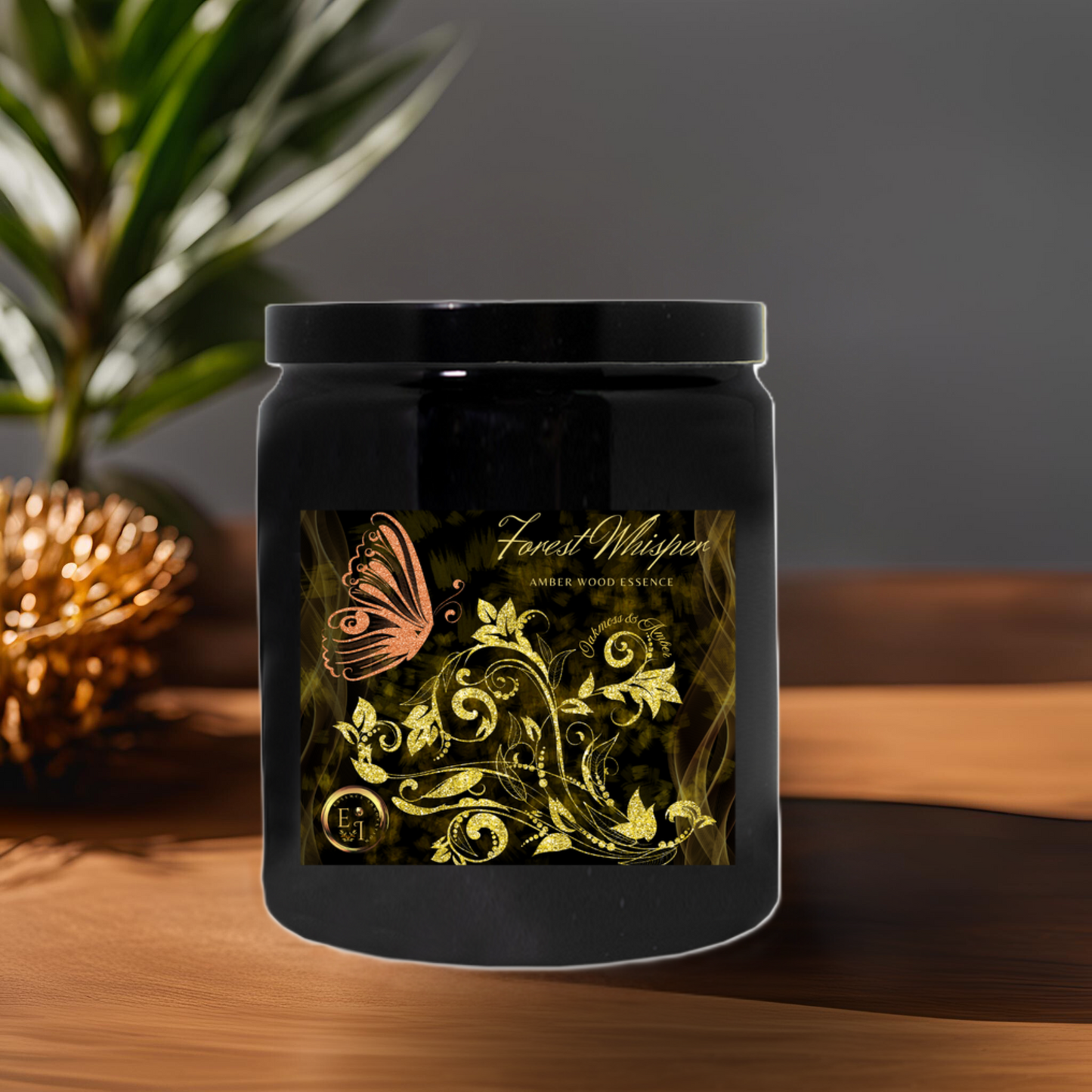 Forest Whisper Amber Wood Essence | Oakmoss + Amber | Ceramic Candle