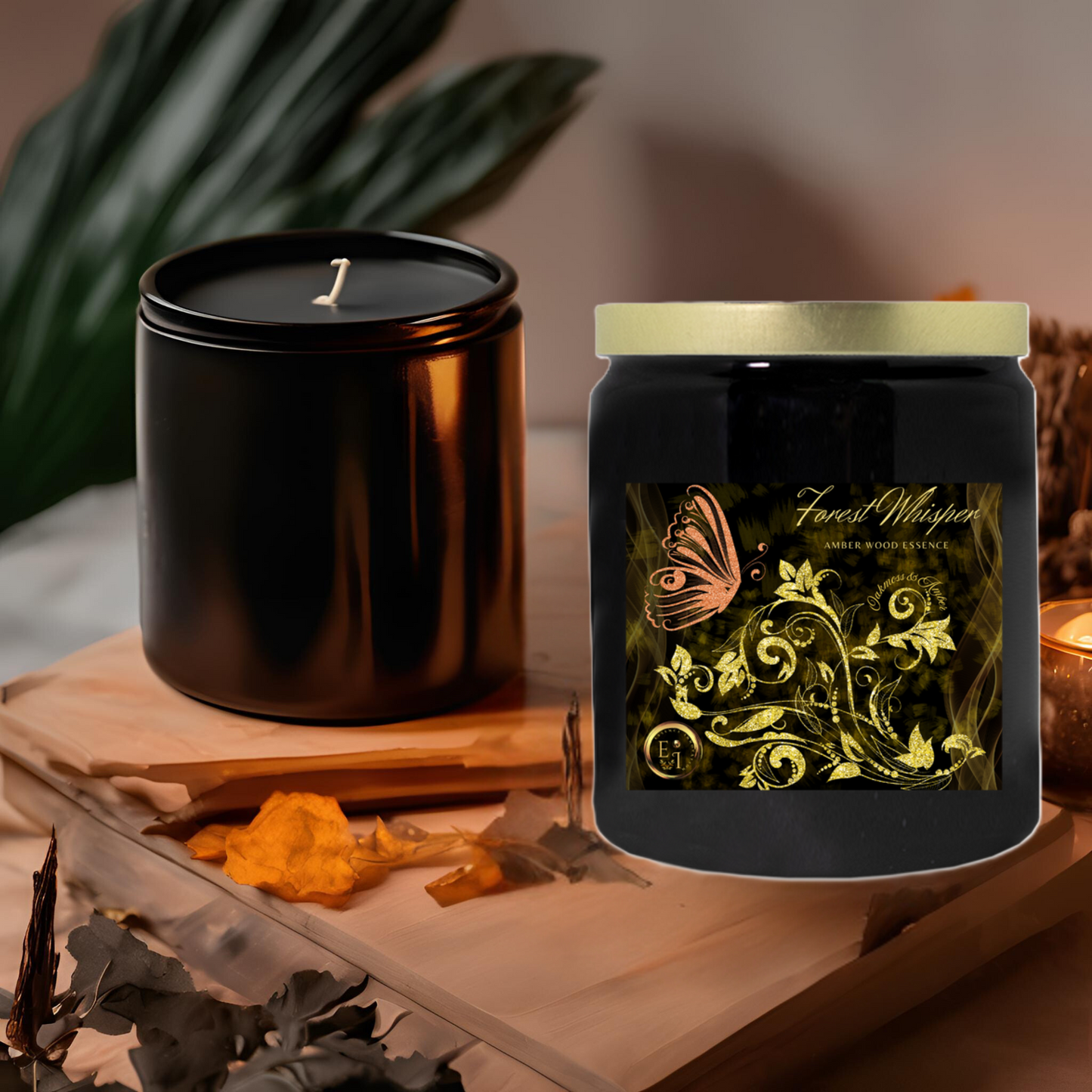 Forest Whisper Amber Wood Essence | Oakmoss + Amber | Ceramic Candle
