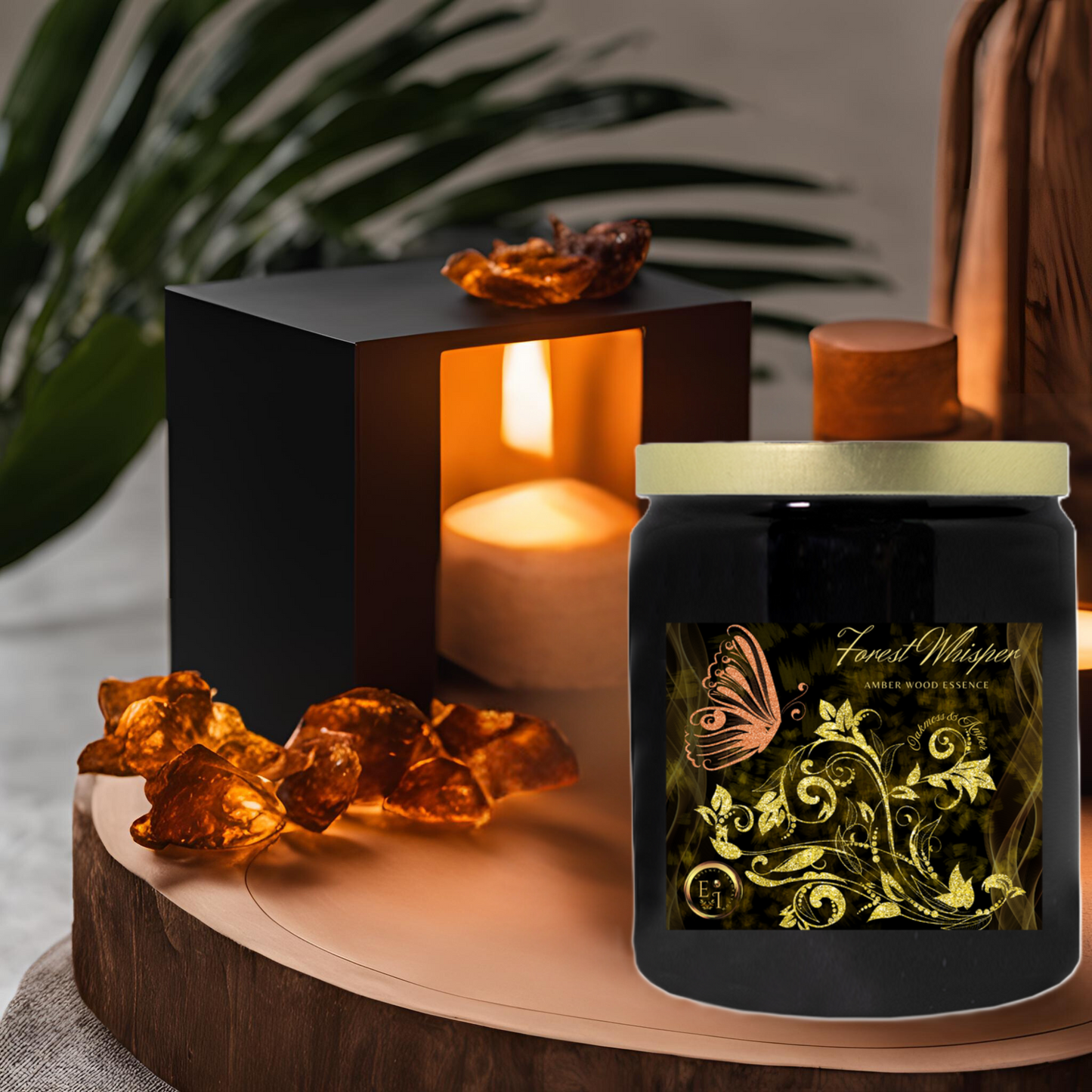 Forest Whisper Amber Wood Essence | Oakmoss + Amber | Ceramic Candle