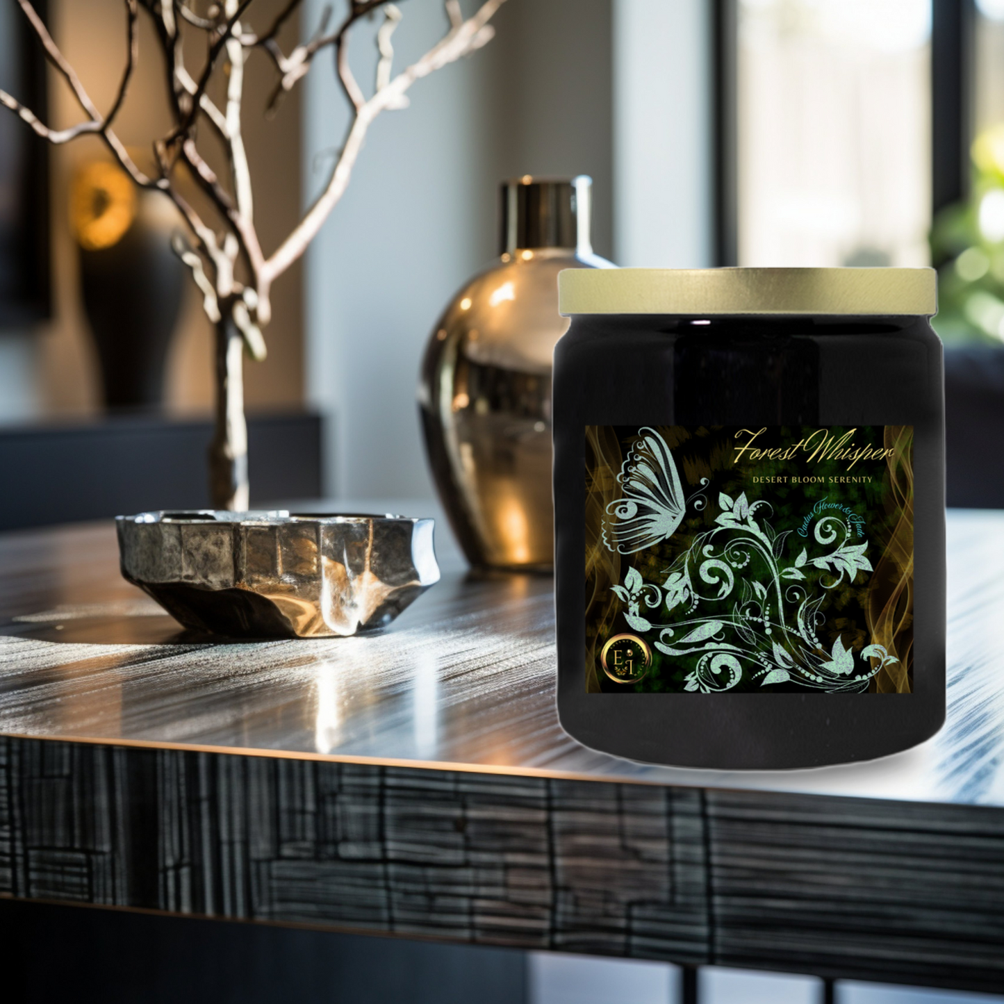 Forest Whisper Desert Serenity | Cactus Flower + Jade | Ceramic Candle