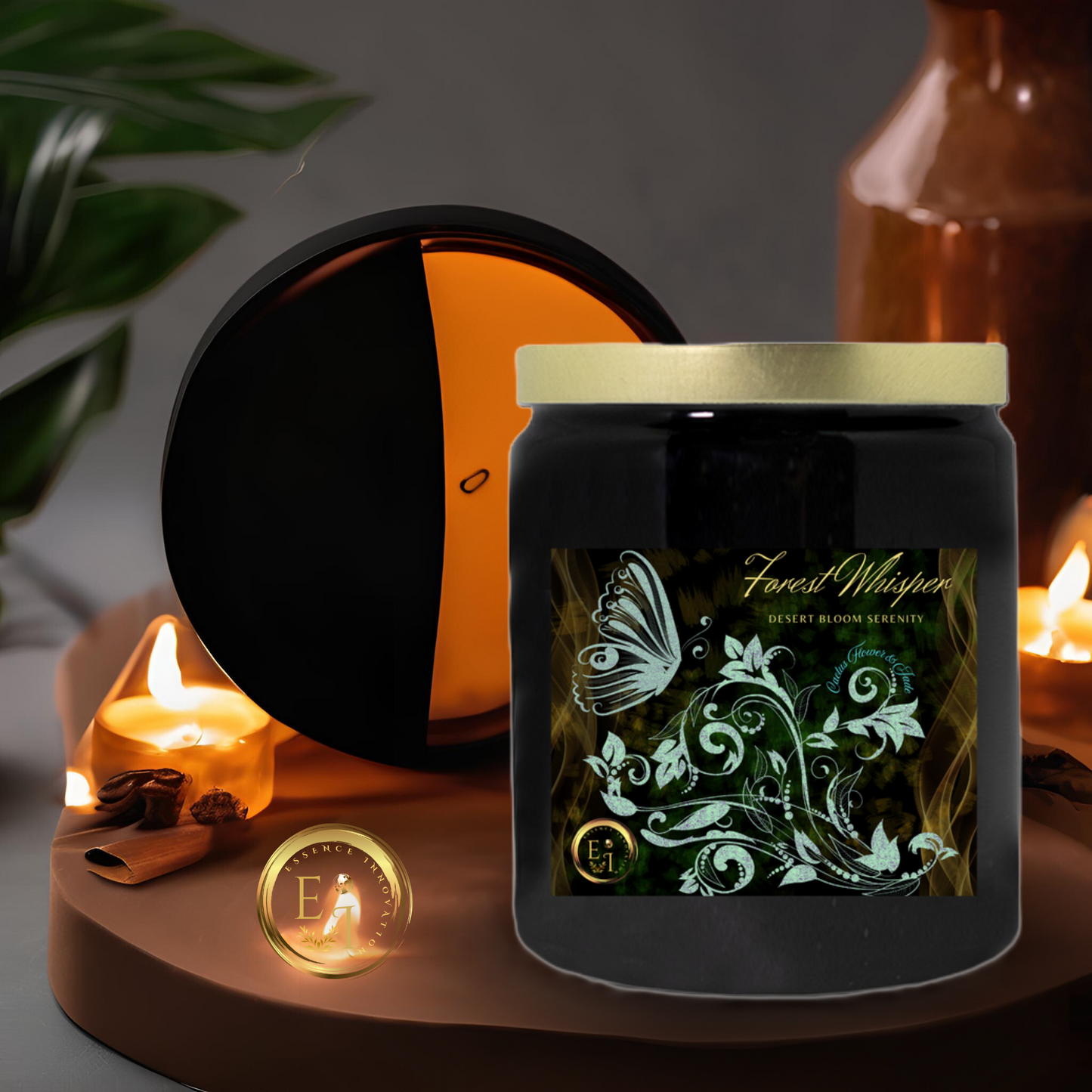 Forest Whisper Desert Serenity | Cactus Flower + Jade | Ceramic Candle
