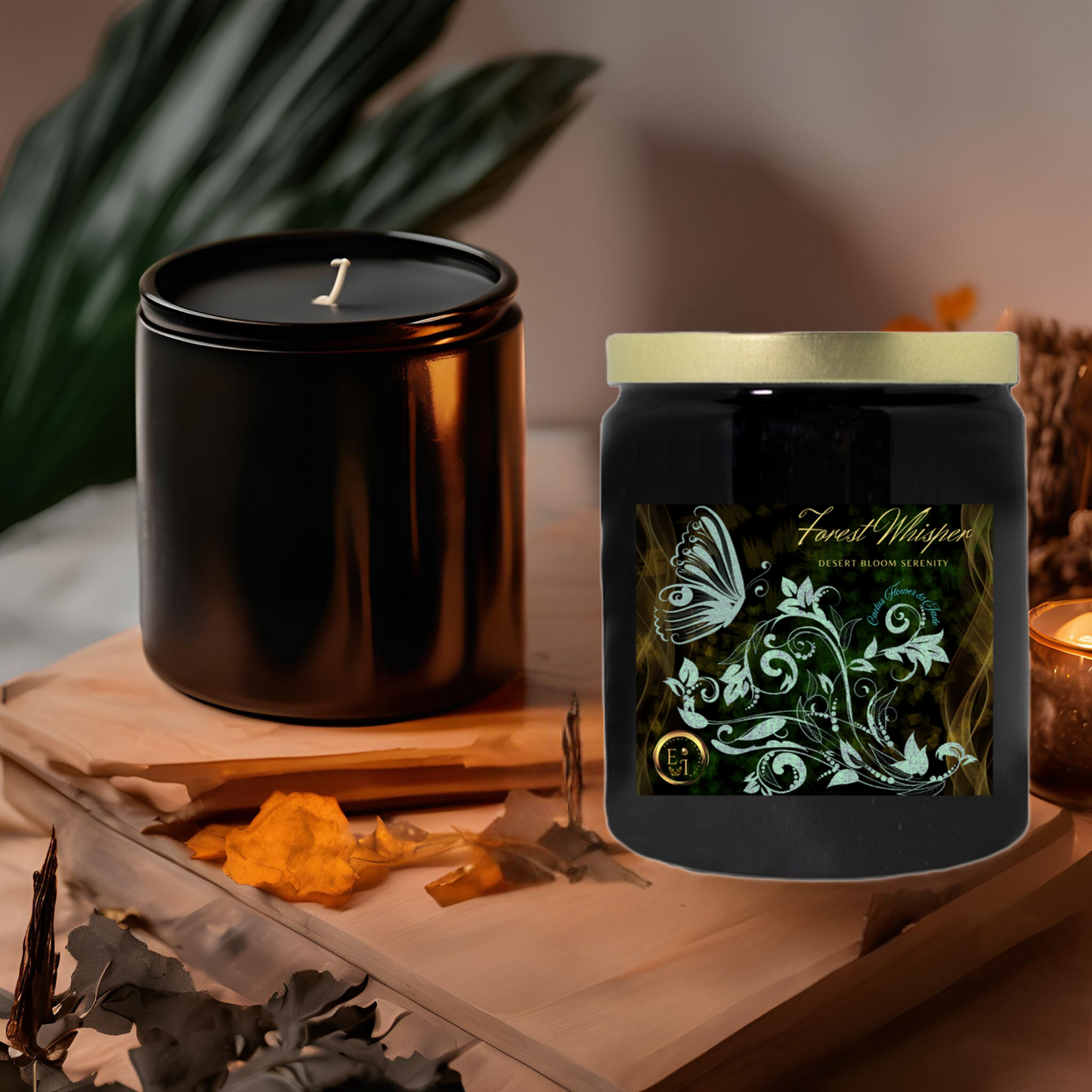 Forest Whisper Desert Serenity | Cactus Flower + Jade | Ceramic Candle
