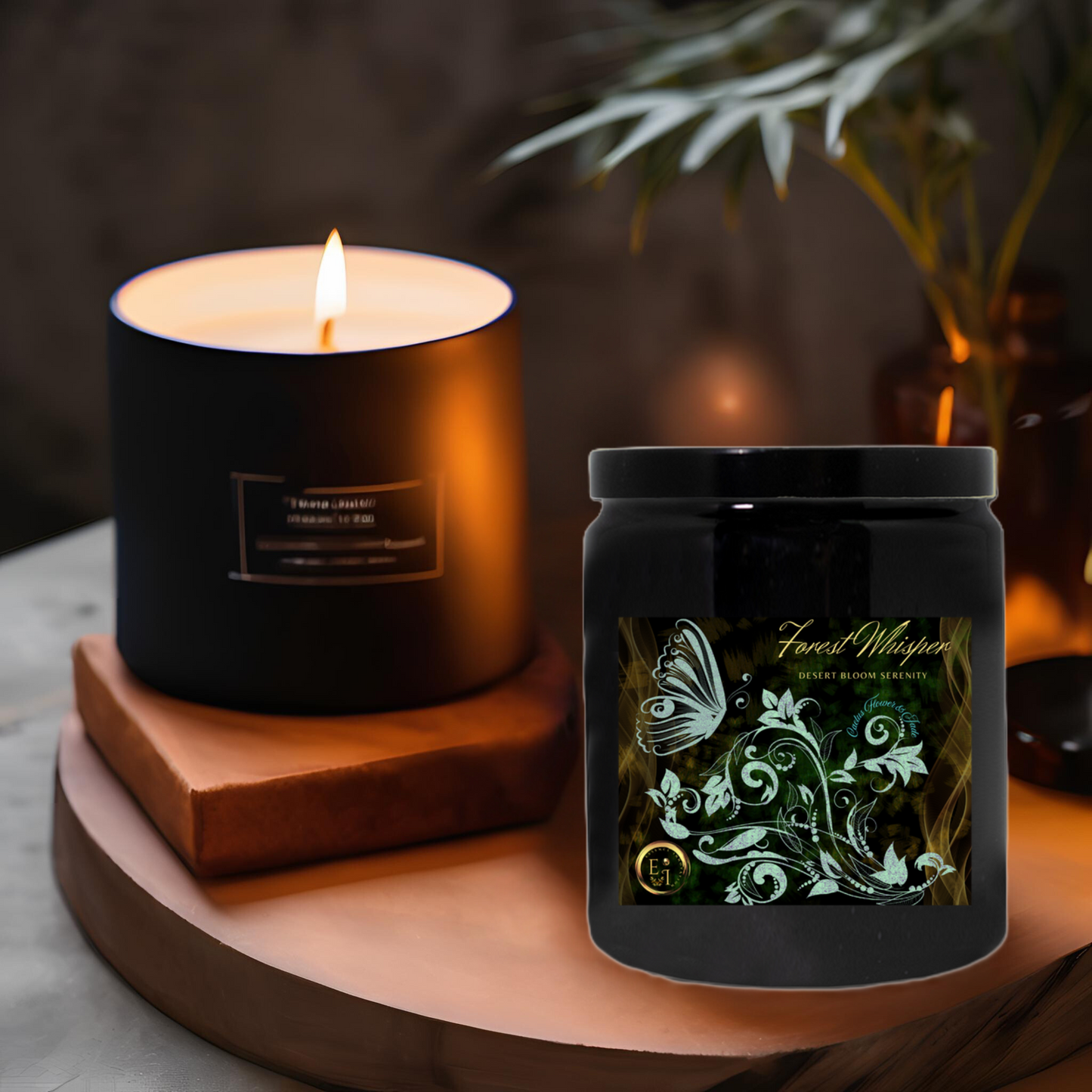 Forest Whisper Desert Serenity | Cactus Flower + Jade | Ceramic Candle