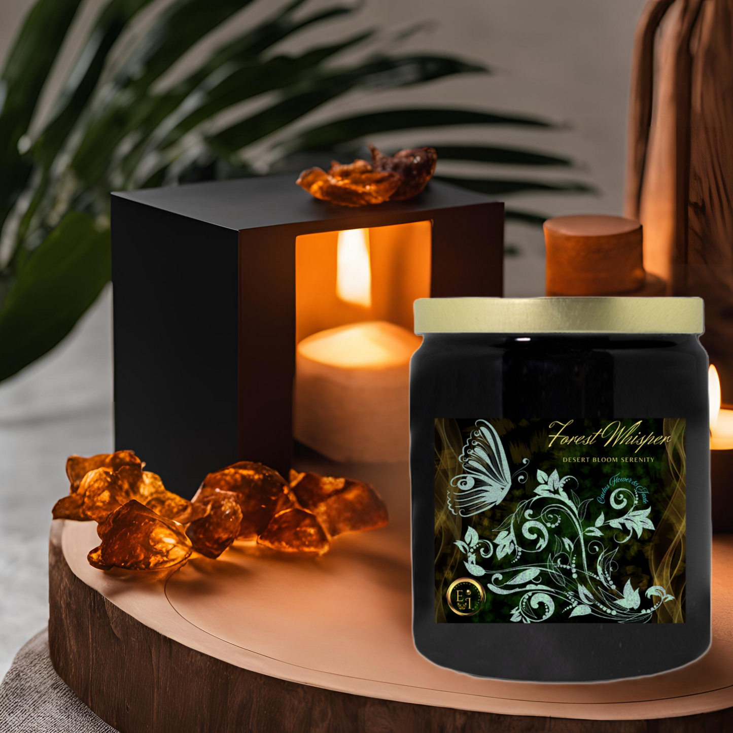 Forest Whisper Desert Serenity | Cactus Flower + Jade | Ceramic Candle