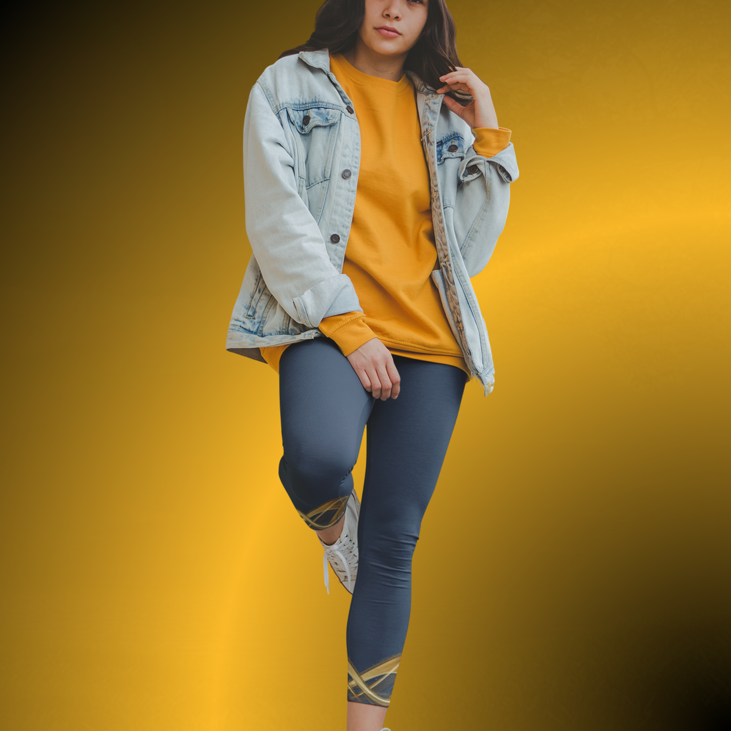 Navy Casual Leggings for Women | Silky Stretch Mid Rise Leggings | Seek More Premium VIII