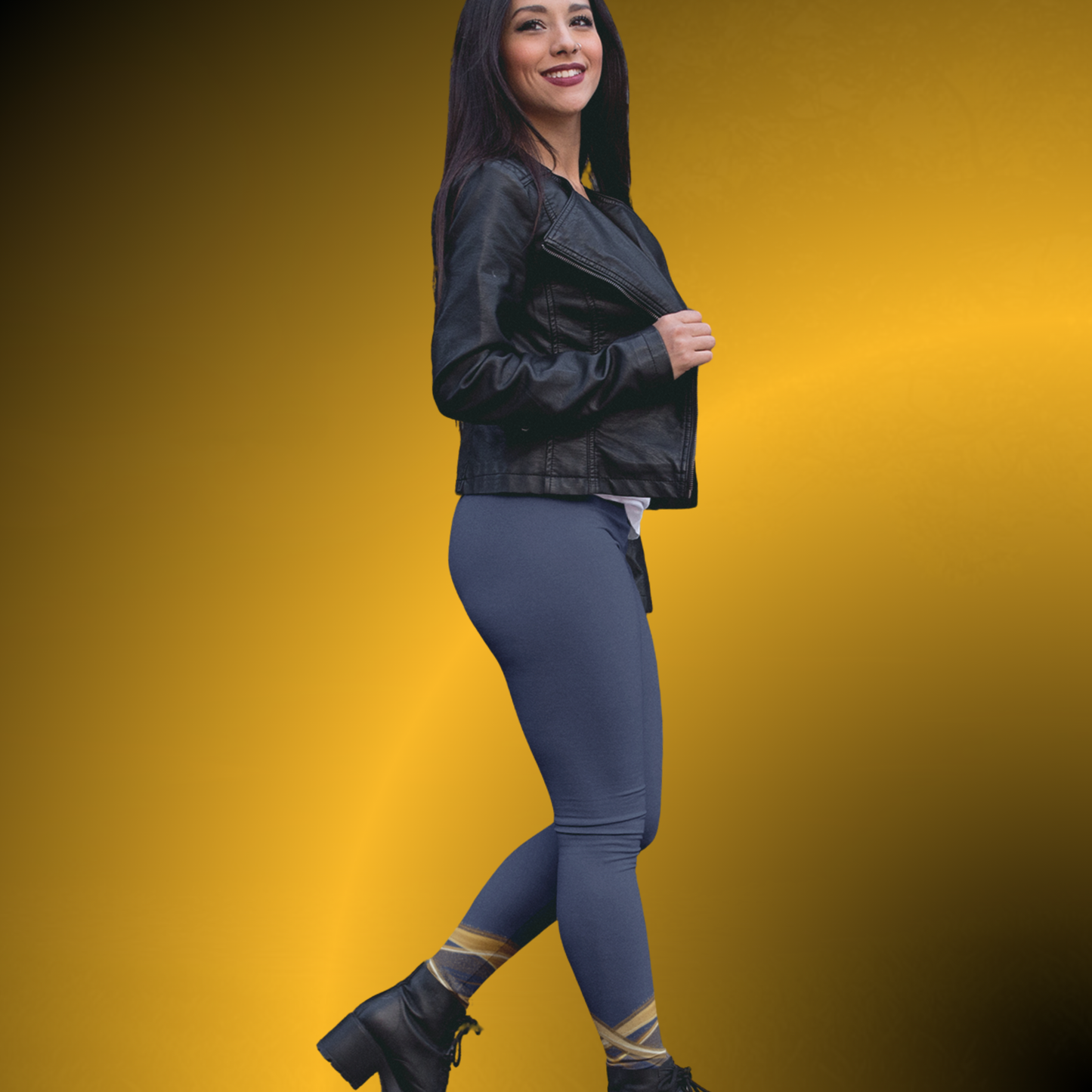 Navy Casual Leggings for Women | Silky Stretch Mid Rise Leggings | Seek More Premium VIII