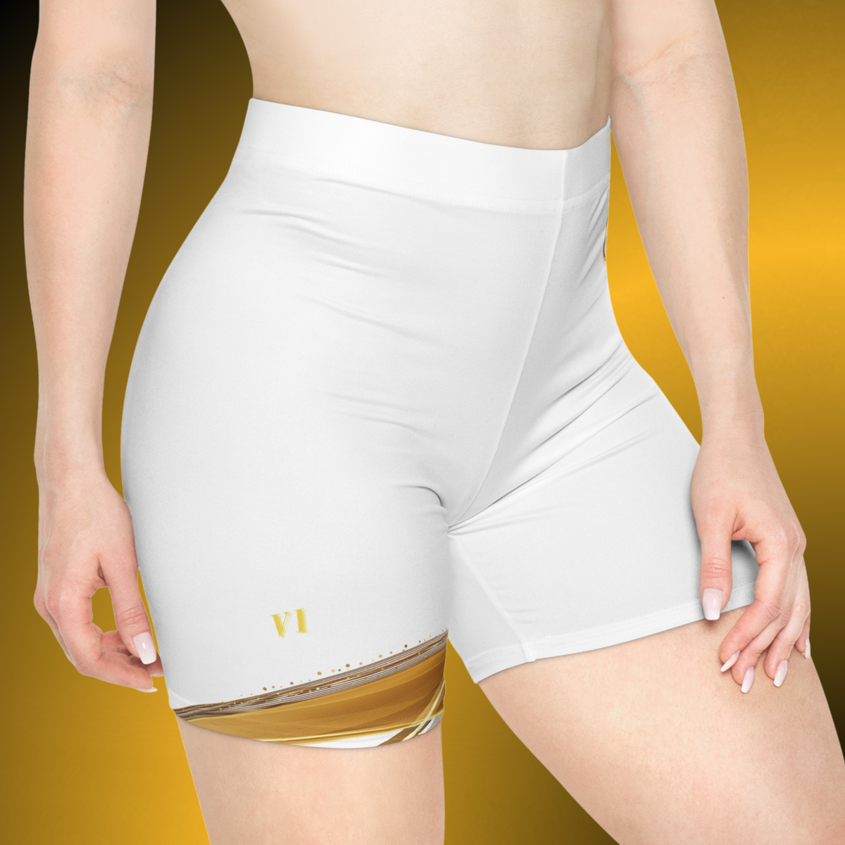 VI White Women’s Mid-Rise Biker Shorts