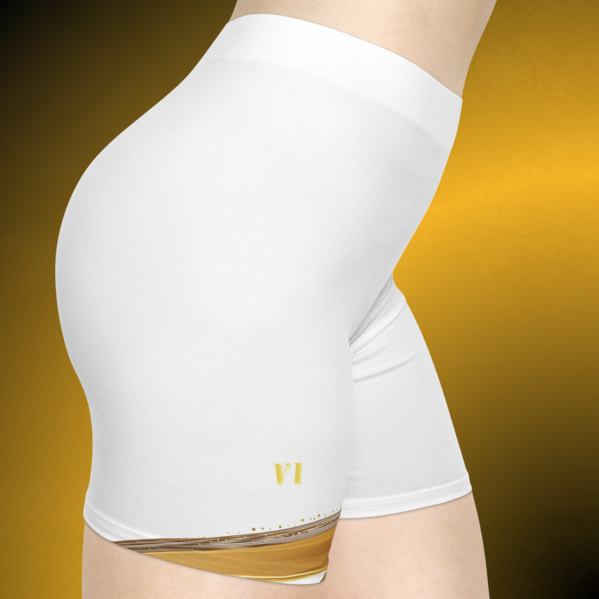 VI White Women’s Mid-Rise Biker Shorts