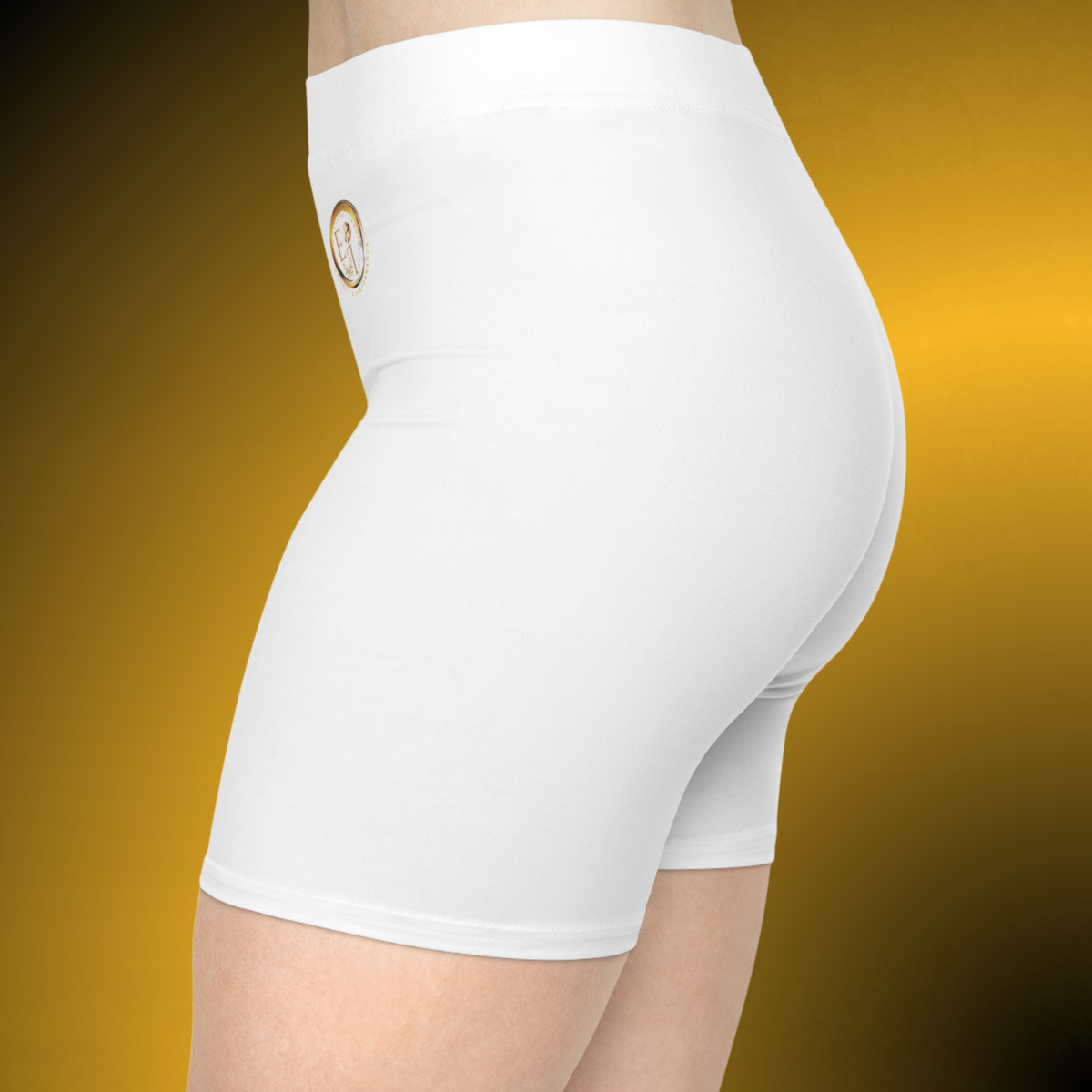 VI White Women’s Mid-Rise Biker Shorts
