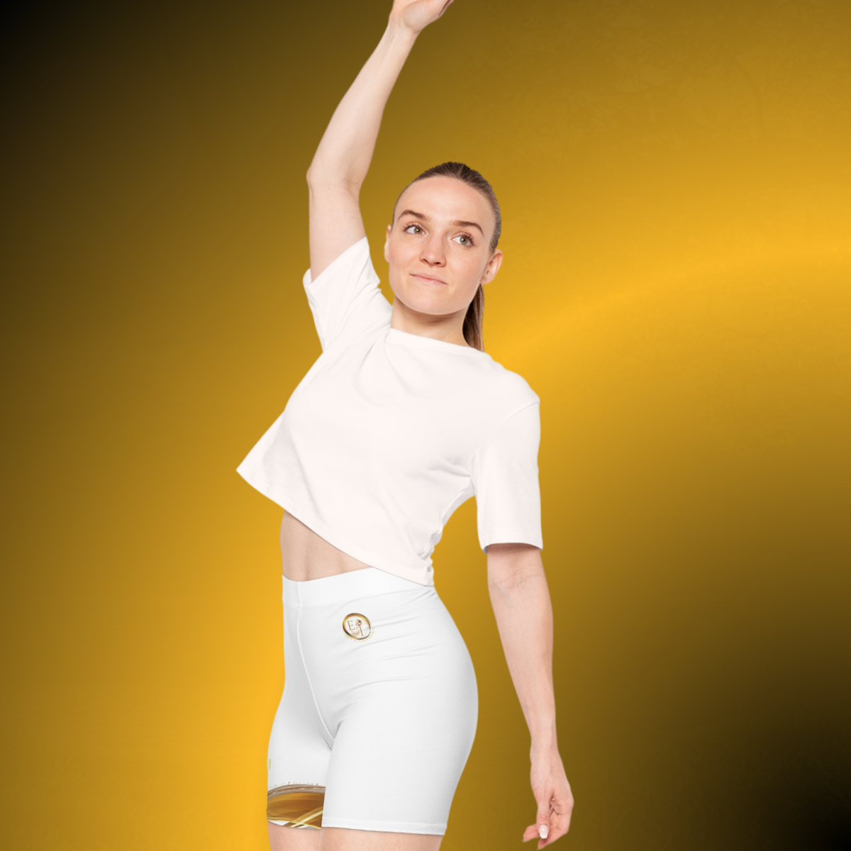 VI White Women’s Mid-Rise Biker Shorts
