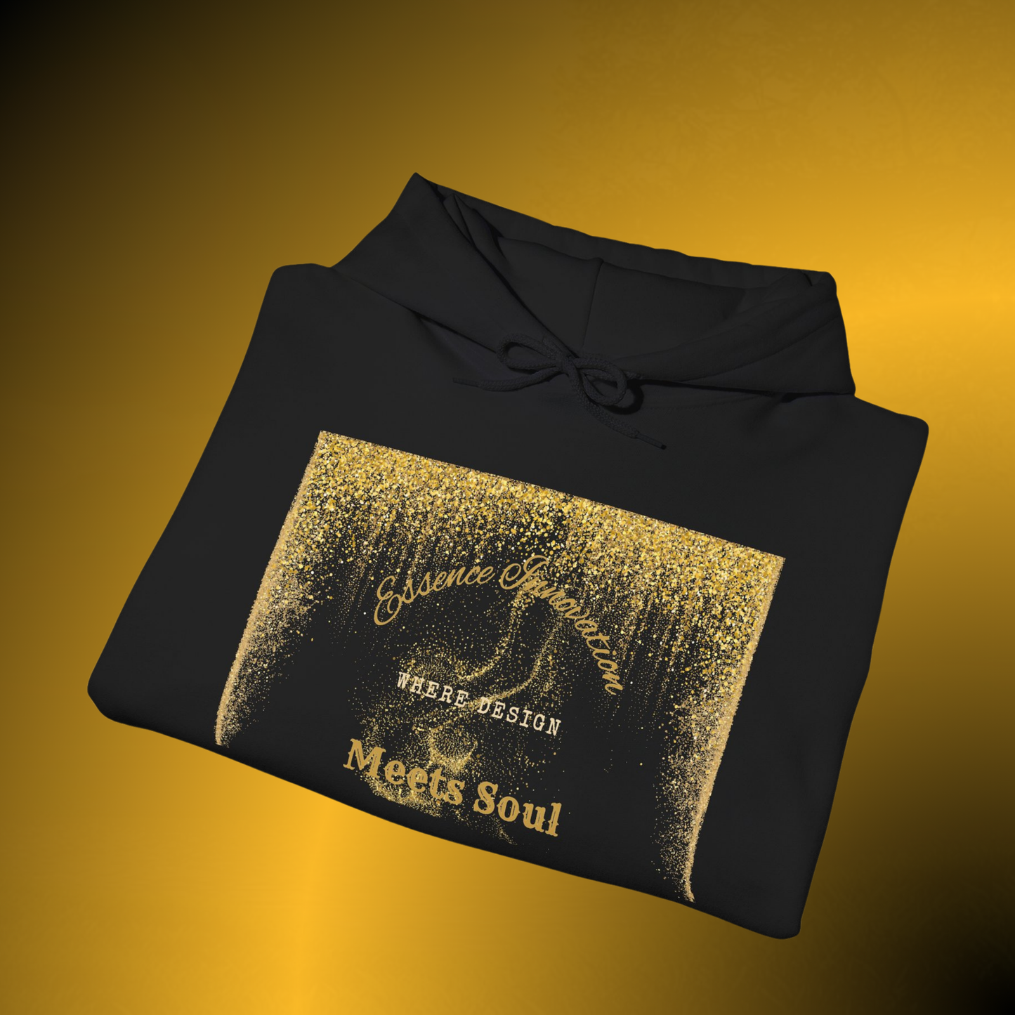 Design Meets Soul Hoodie – Gold Graphic Streetwear Hoodie