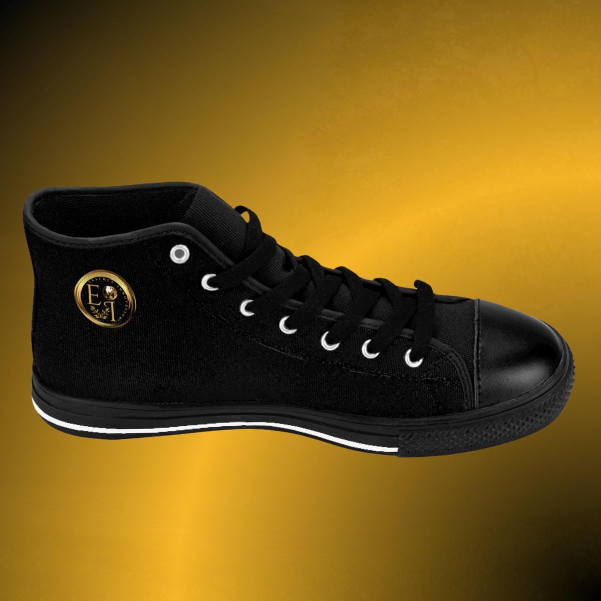 Jet Black High-Tops VII | Essence Emblem Sneakers