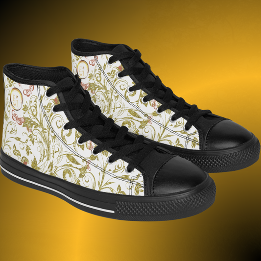 Bohemian Butterfly Noir Edition High-Top Sneakers | White Streetwear