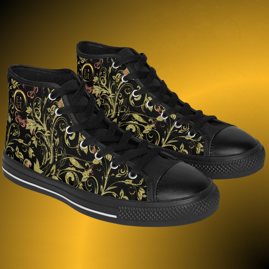 Bohemian Butterfly | Noir Edition High-Top Sneakers | Luxury Streetwear