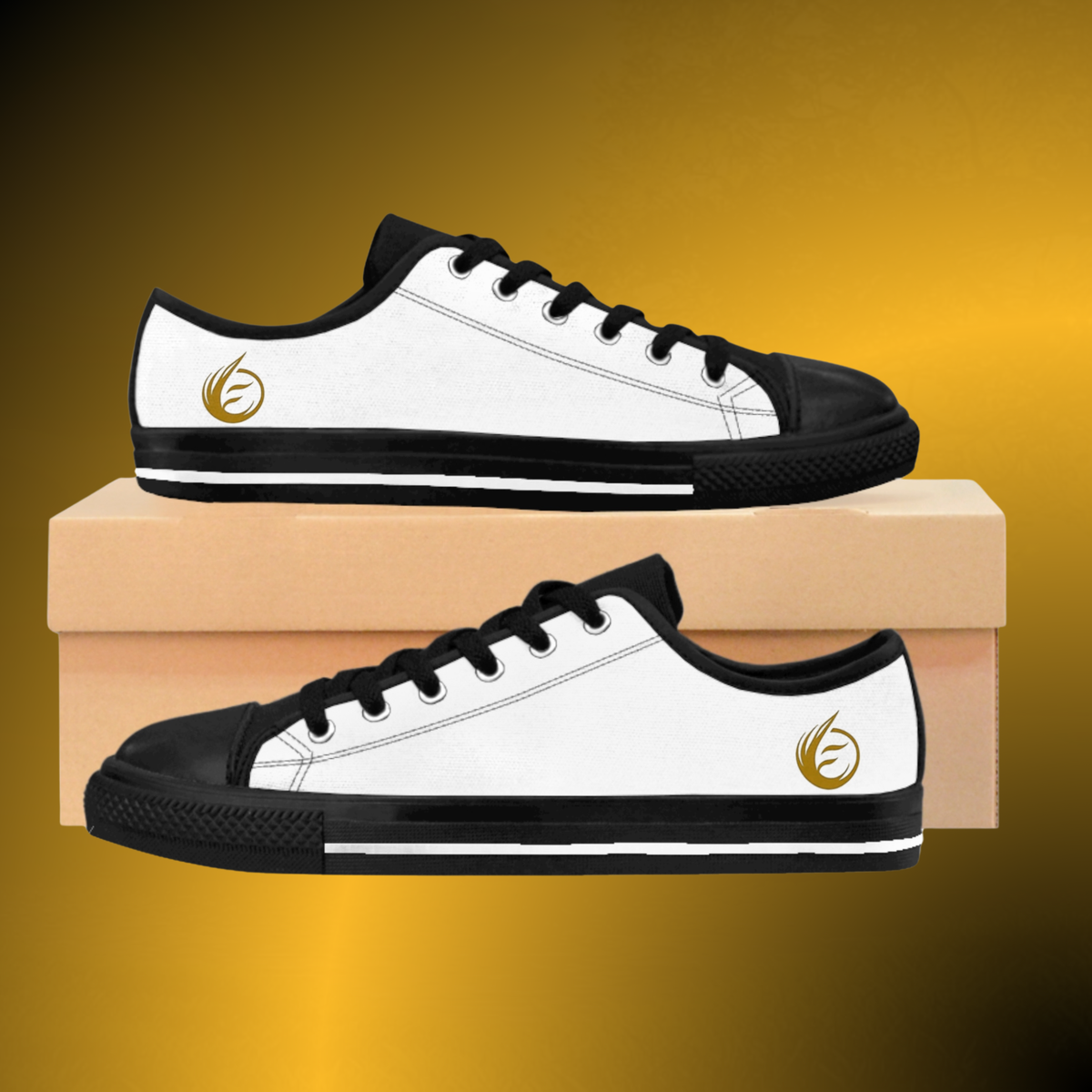 Women’s Essence Core Canvas Low Tops – Blanc Noir Edition