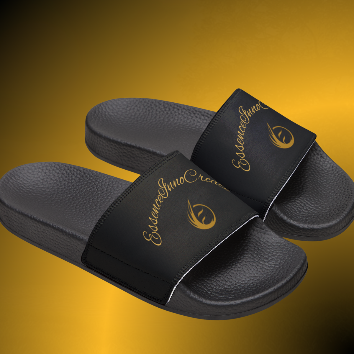 Essence Core Men’s Black Slide Sandals – Black on Black Comfort Slides