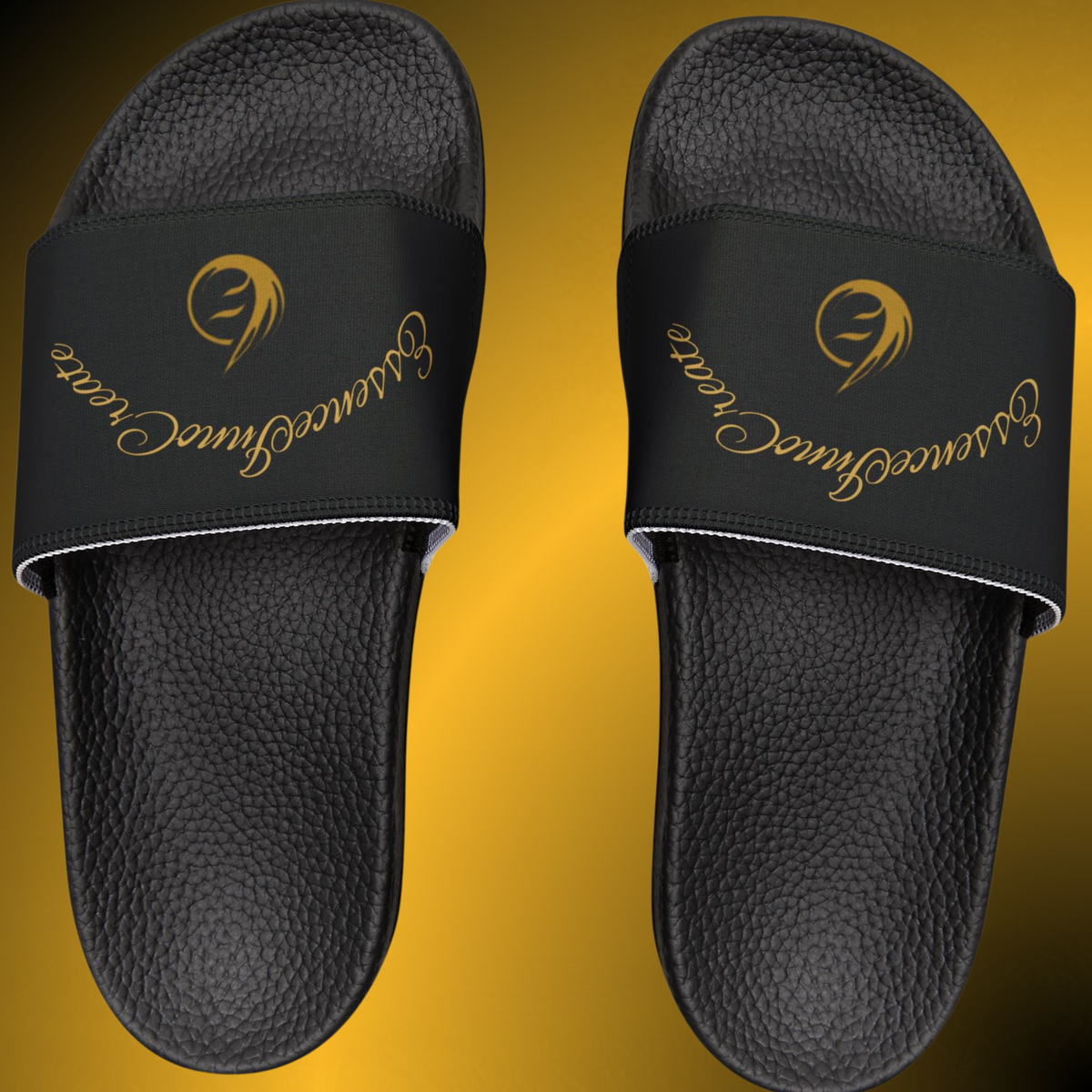 Essence Core Men’s Black Slide Sandals – Black on Black Comfort Slides