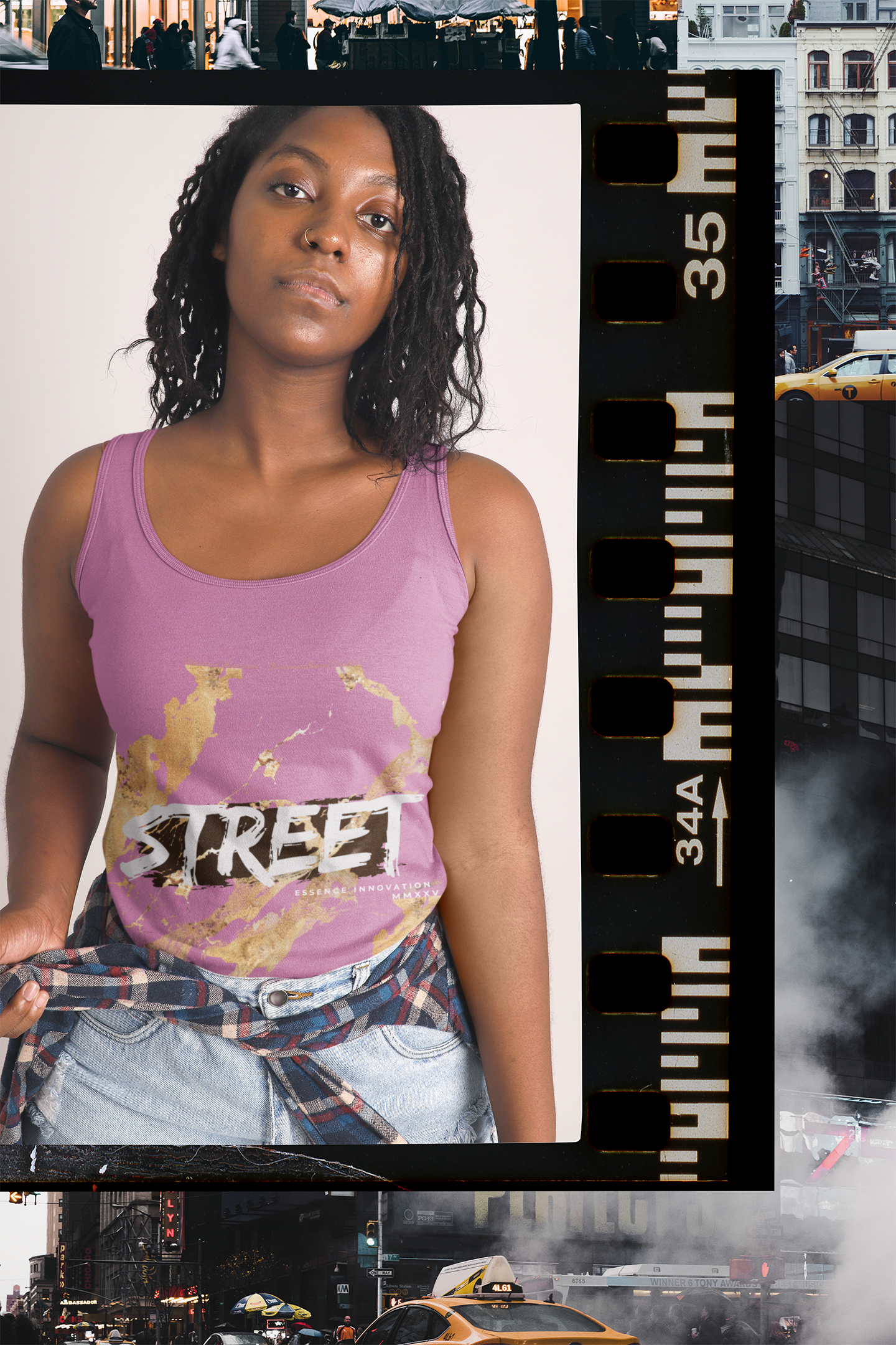 STREET Gold Graffiti XVII | Unisex Tank Top | Light Pink