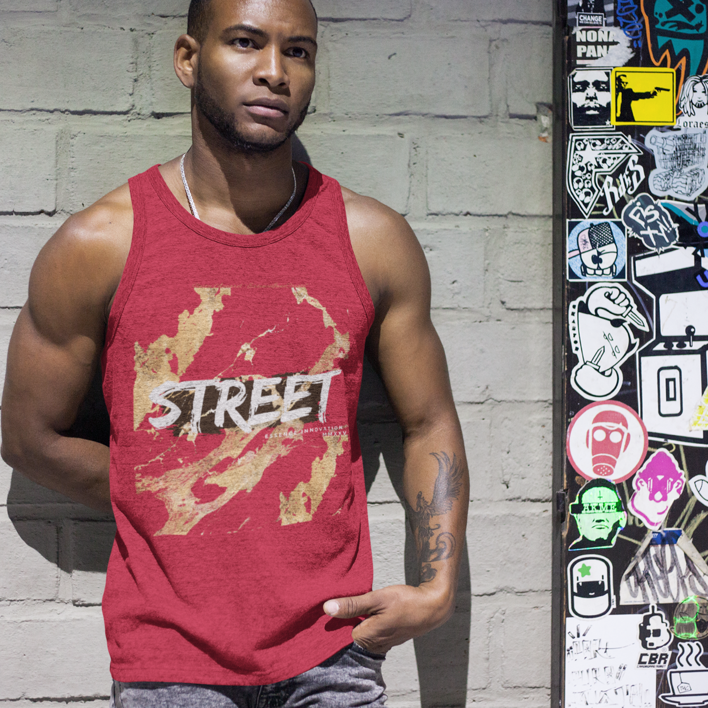 STREET Gold Graffiti X | Unisex Tank Top | Dark Red