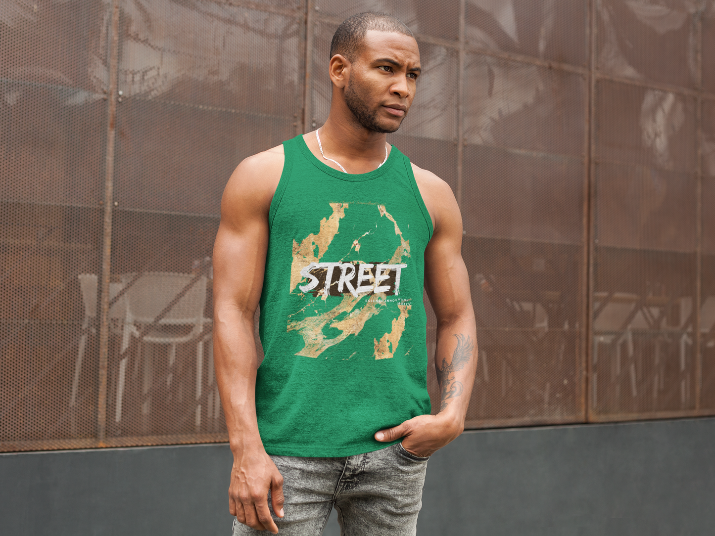 STREET Gold Graffiti XII | Unisex Tank Top | Dark Green