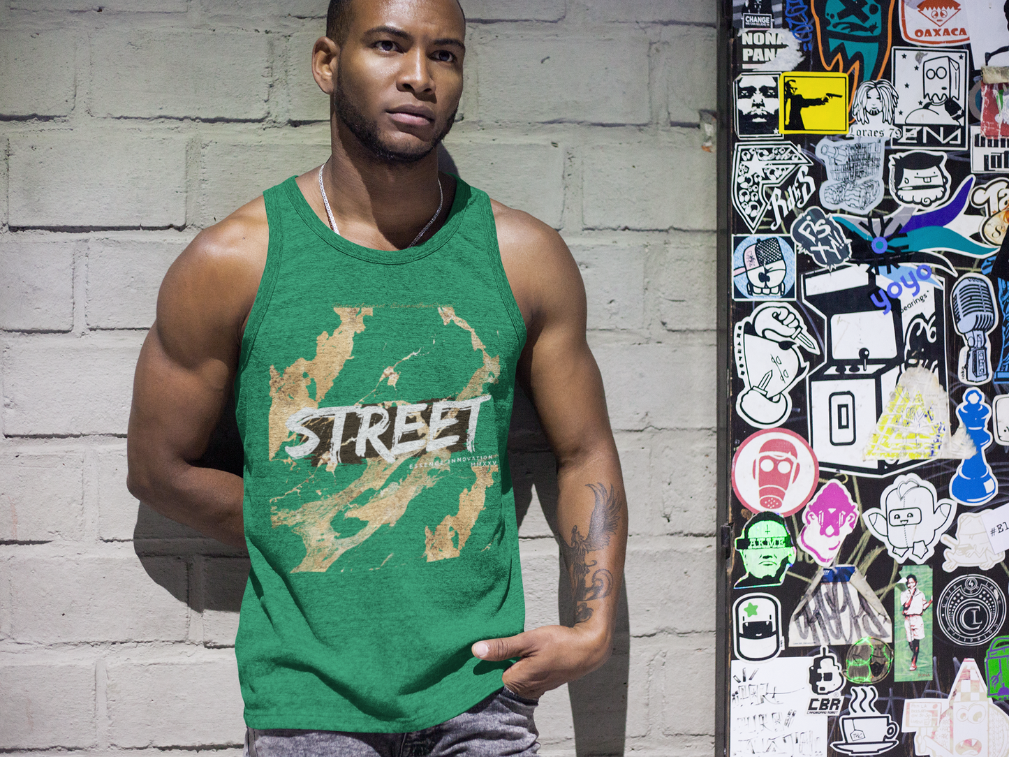 STREET Gold Graffiti XII | Unisex Tank Top | Dark Green