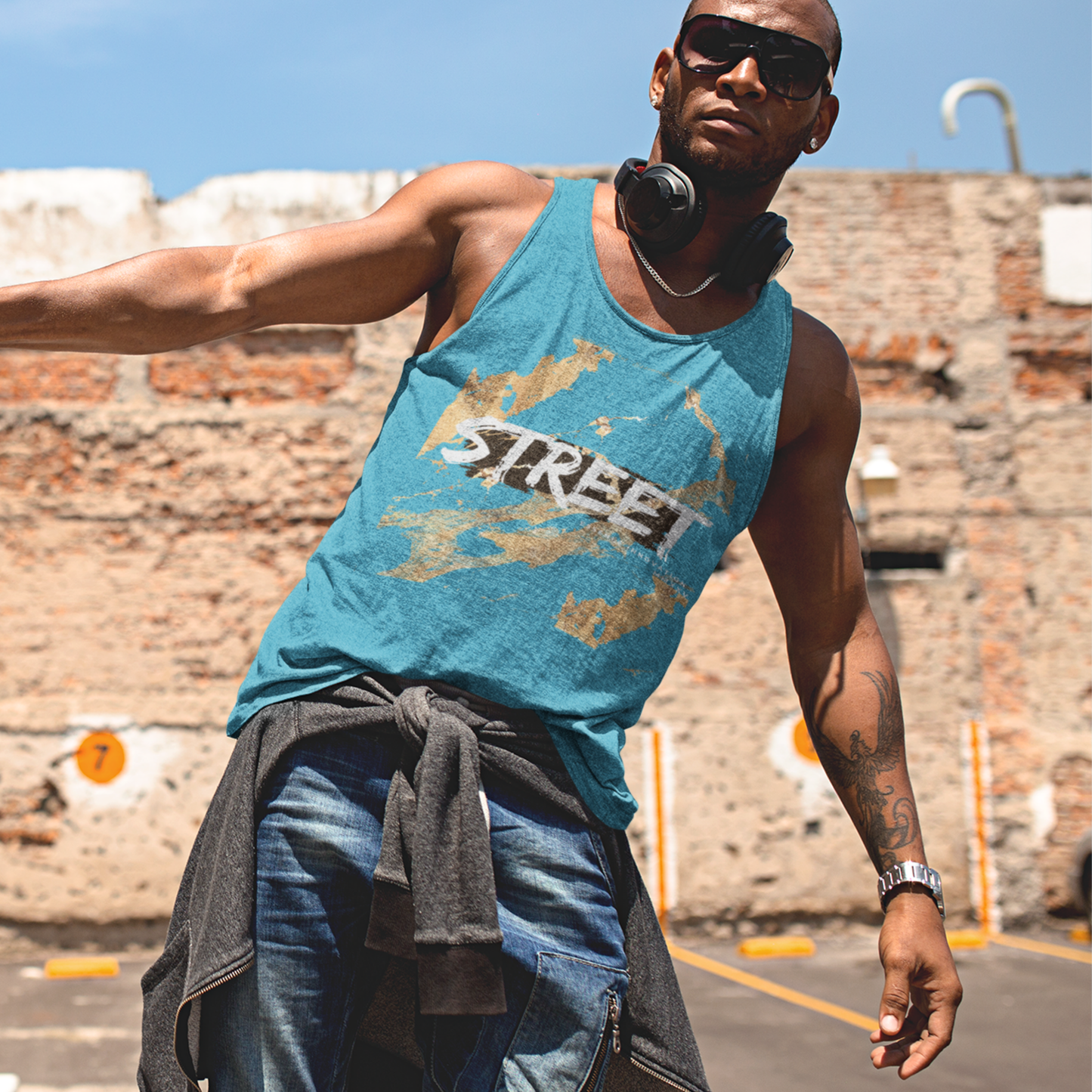 STREET Gold Graffiti XV | Unisex Tank Top | Turquoise