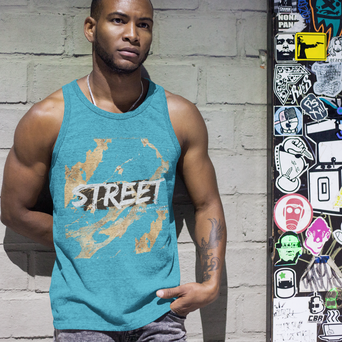STREET Gold Graffiti XV | Unisex Tank Top | Turquoise