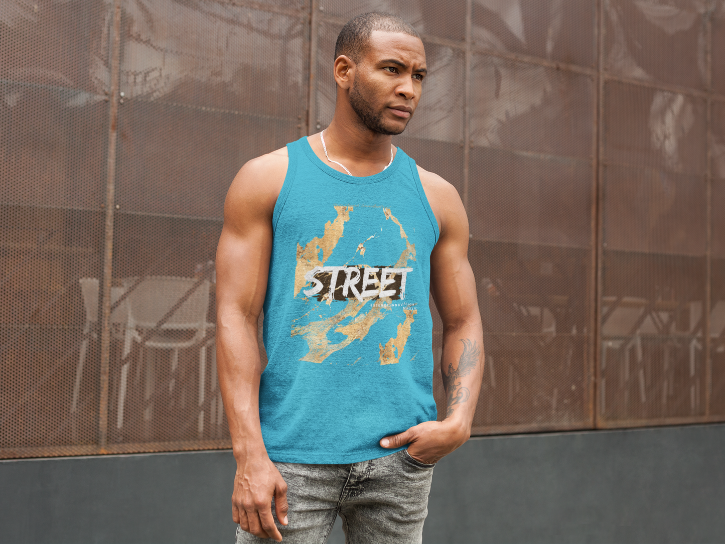 STREET Gold Graffiti XV | Unisex Tank Top | Turquoise