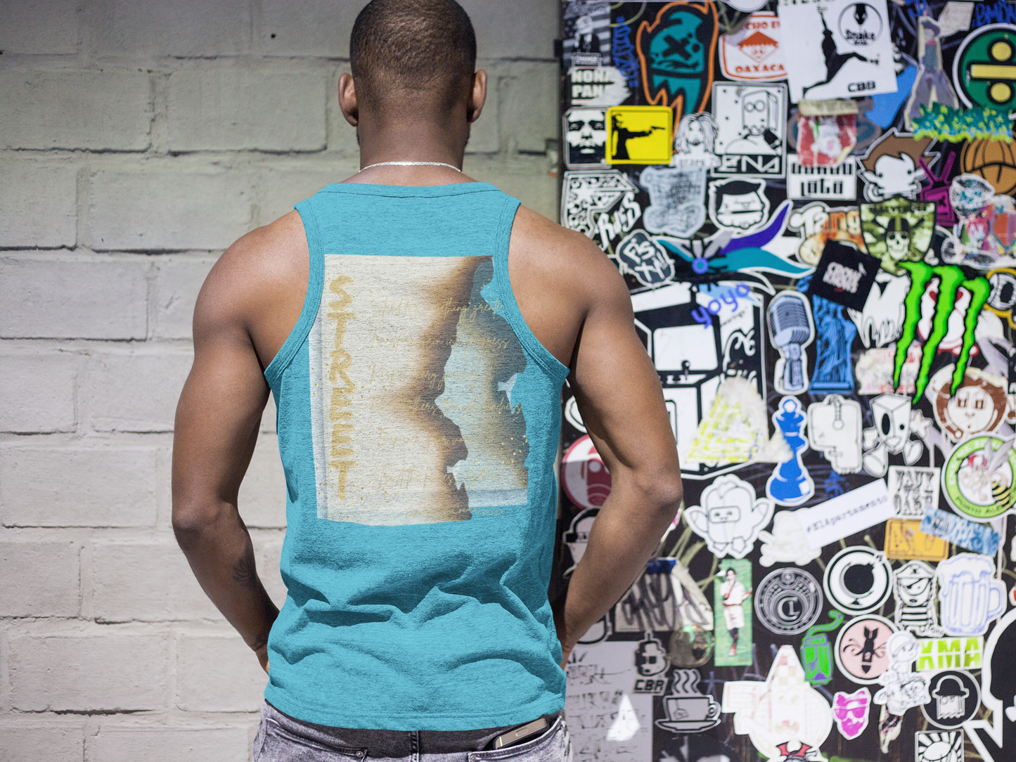 STREET Gold Graffiti XV | Unisex Tank Top | Turquoise