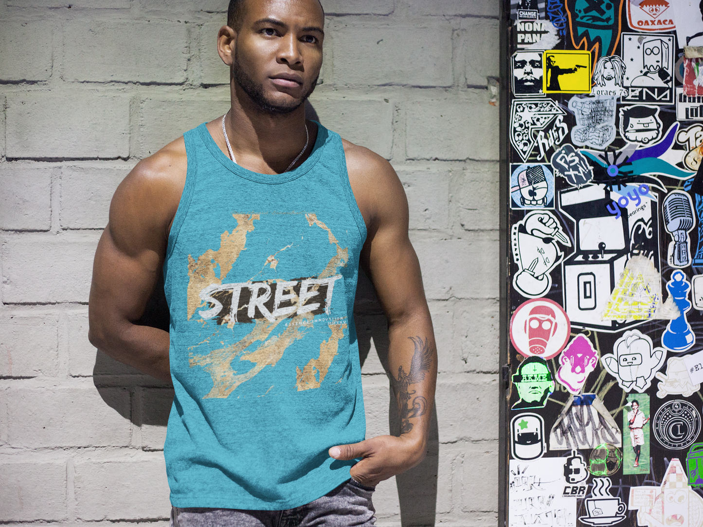 STREET Gold Graffiti XV | Unisex Tank Top | Turquoise