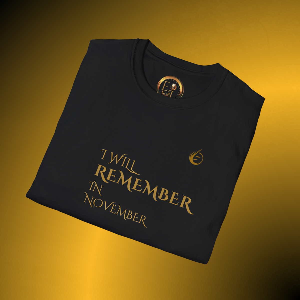 Essence Innovation Quiet Resolve Statement T-Shirt – I Will Remember in November Graphic Tee in Black